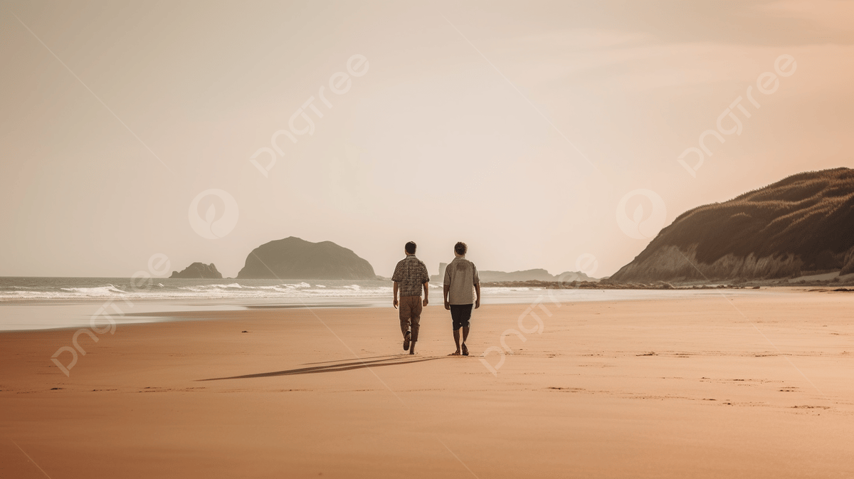 1200x673 Two People Walking Along The Beach Background, Back View Of Two Men Walking On The Beach, HD Photography Photo, Water Background Image And Wallpaper for Free Download