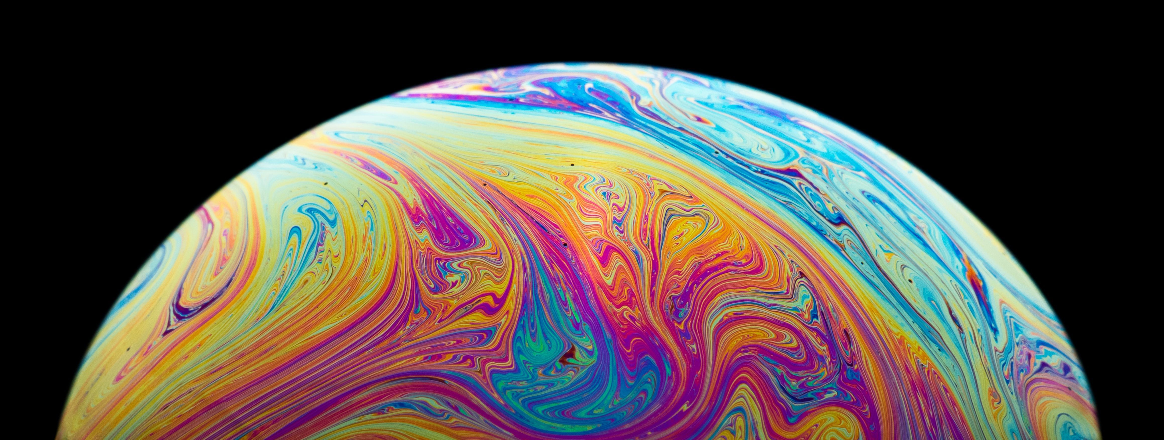 4635x1752 Soap Bubble Wallpaper 4K, Modern Art, Painting, Multicolor