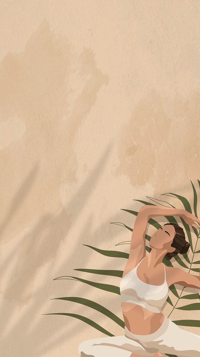 675x1200 Health and wellness vector wallpaper beige with women stretching illustration. free image by rawpixe. Yoga illustration, Yoga background, Girly art illustrations