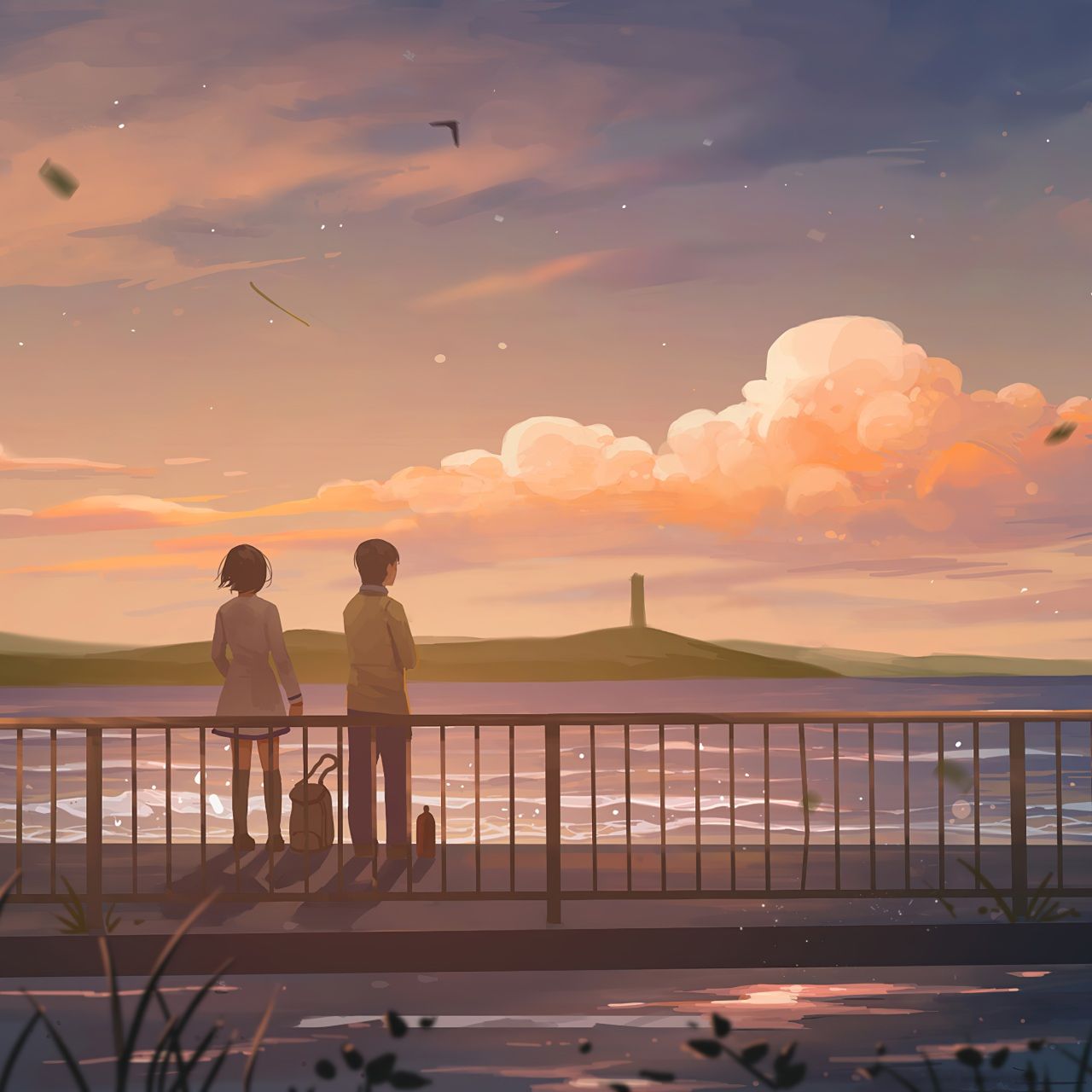 1280x1280 Wallpaper 4k Anime Couple Lets Talk Wallpaper