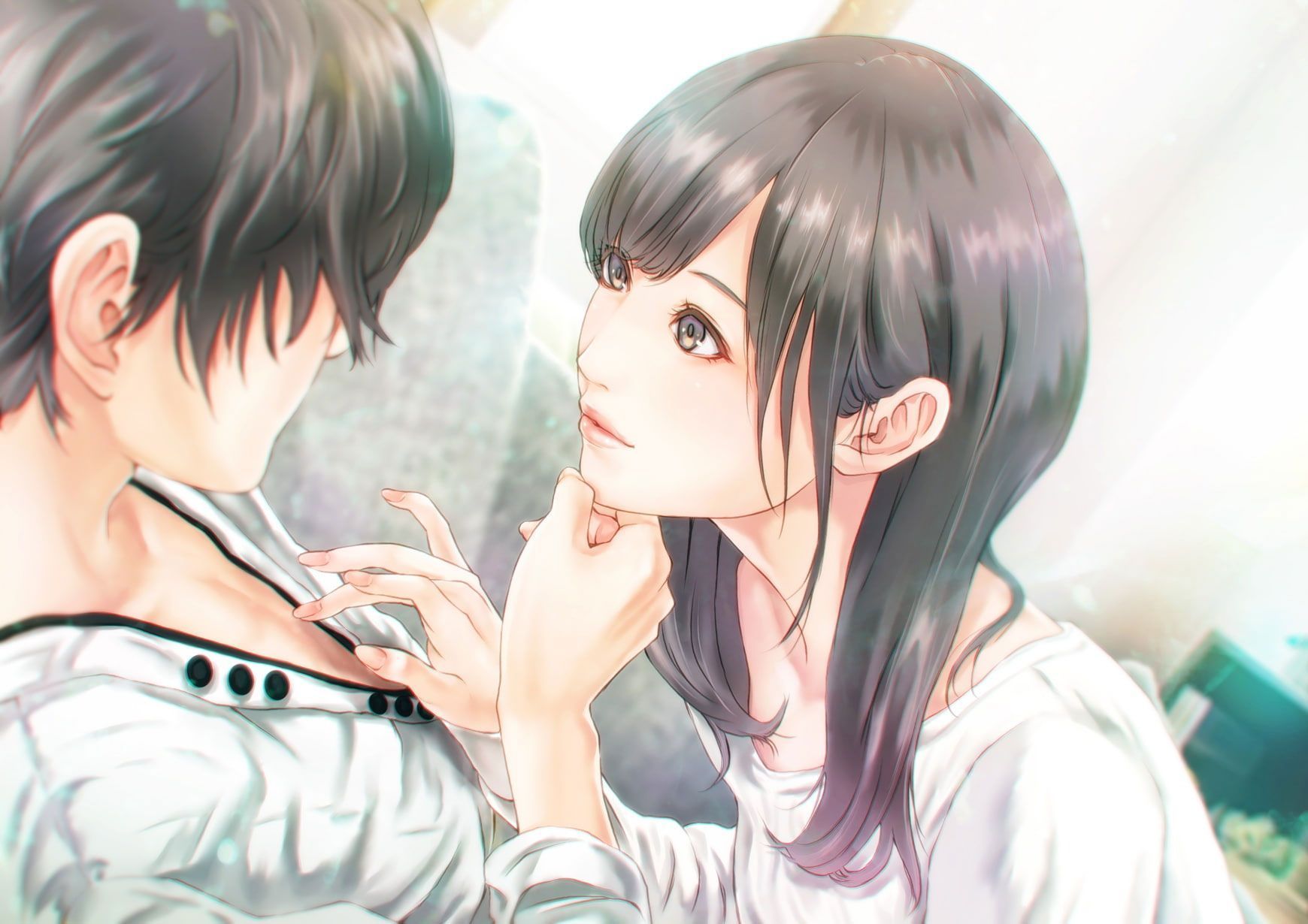 1740x1230 Wallpaper Anime Couple, Romance, Semi Realistic, Cute