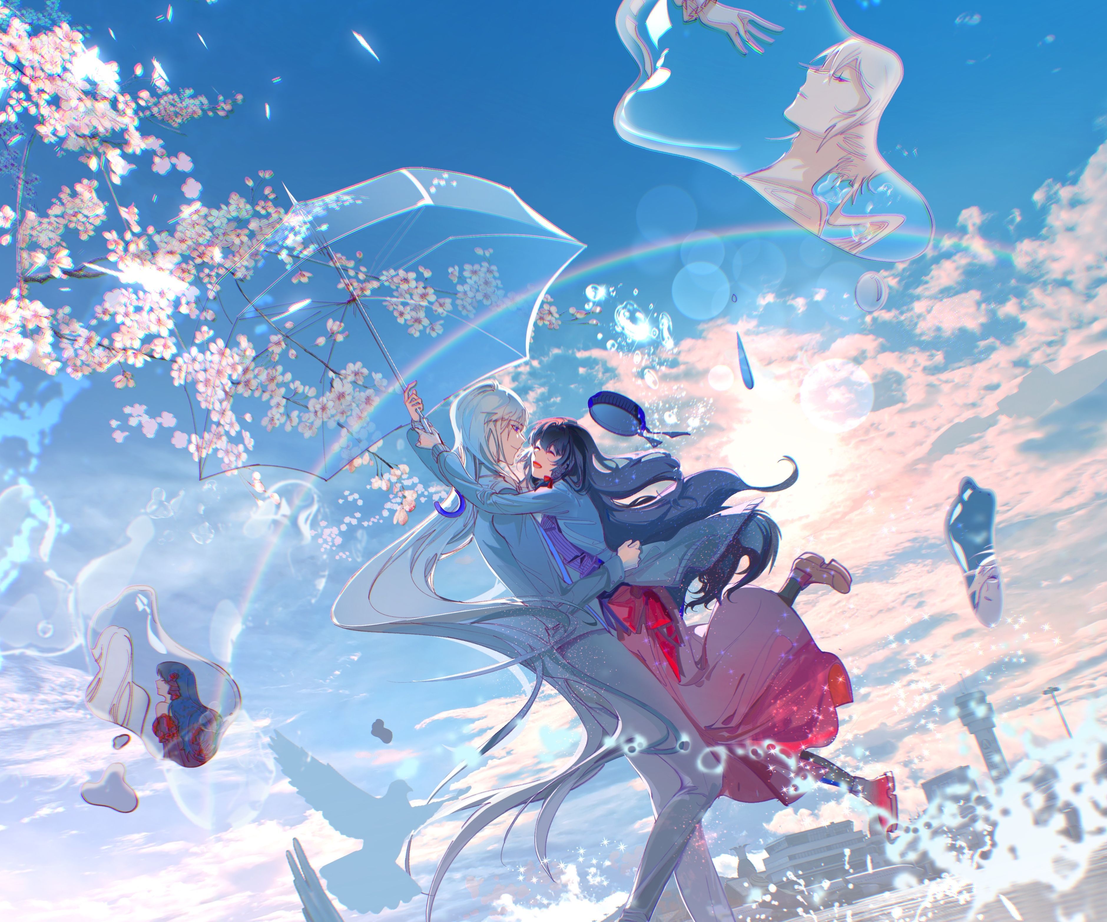 3760x3133 Anime Couple HD Wallpaper