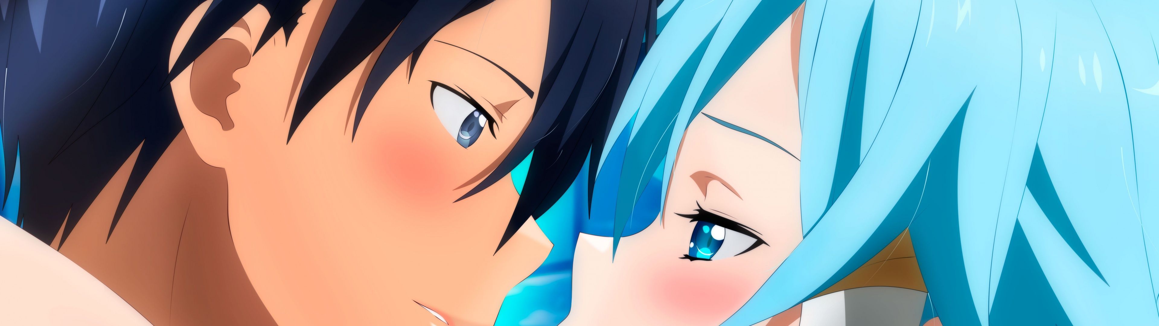 3840x1080 Anime couple Wallpaper 4K, Sword Art Online