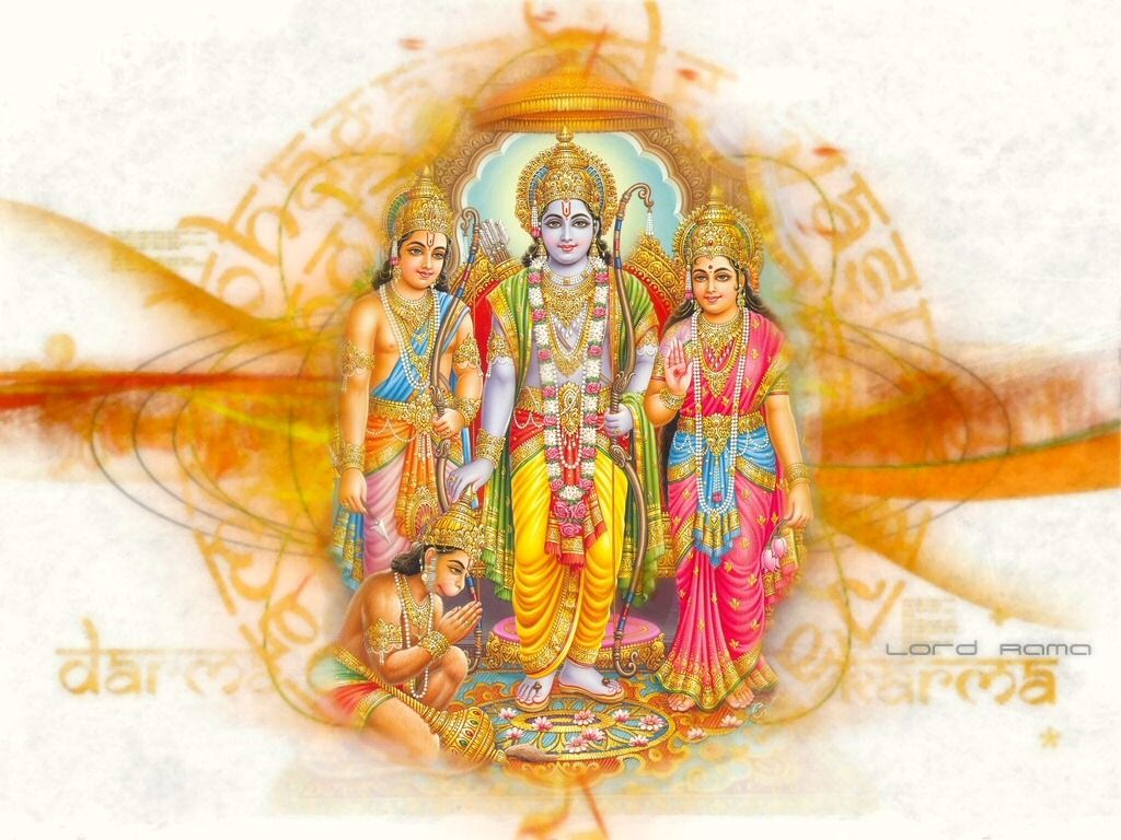 1024x768 Lord Ram, Sita, Lakshman and Hanuman Photo