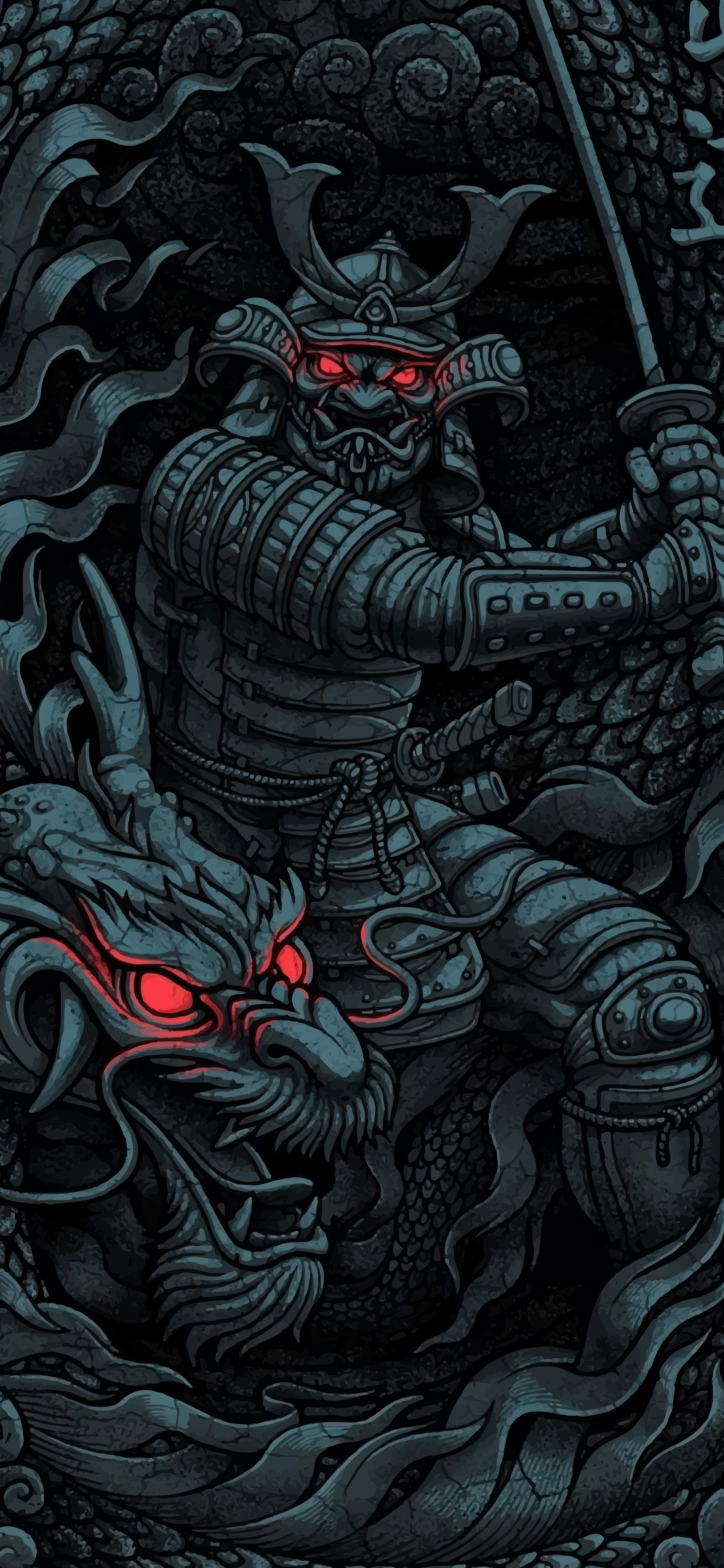 2410x5218 Wallpaper Japanese Samurai, Samurai, Japanese Art, Oni, Art, Background Free Image