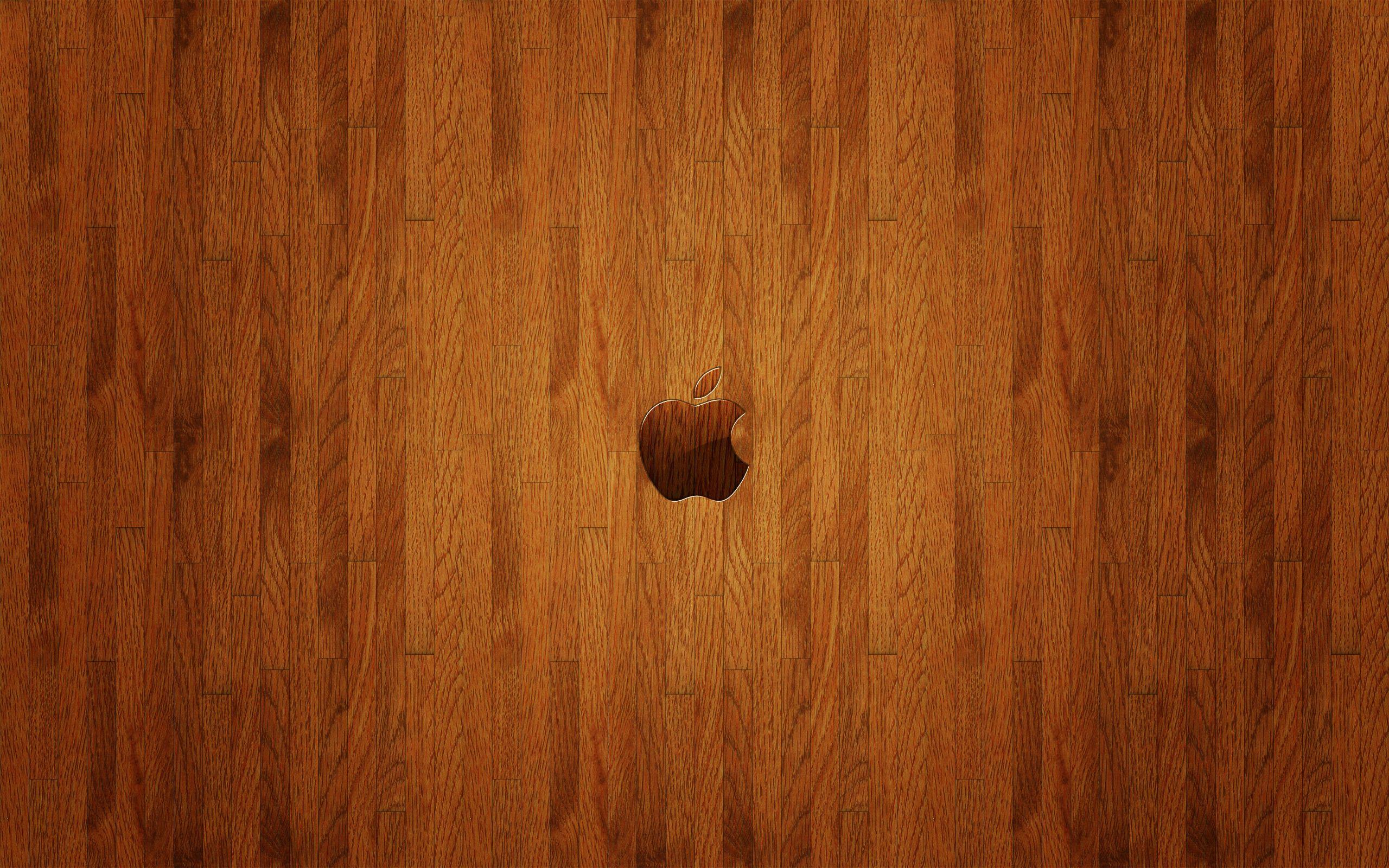 Hình nền gỗ logo Apple 2560x1600