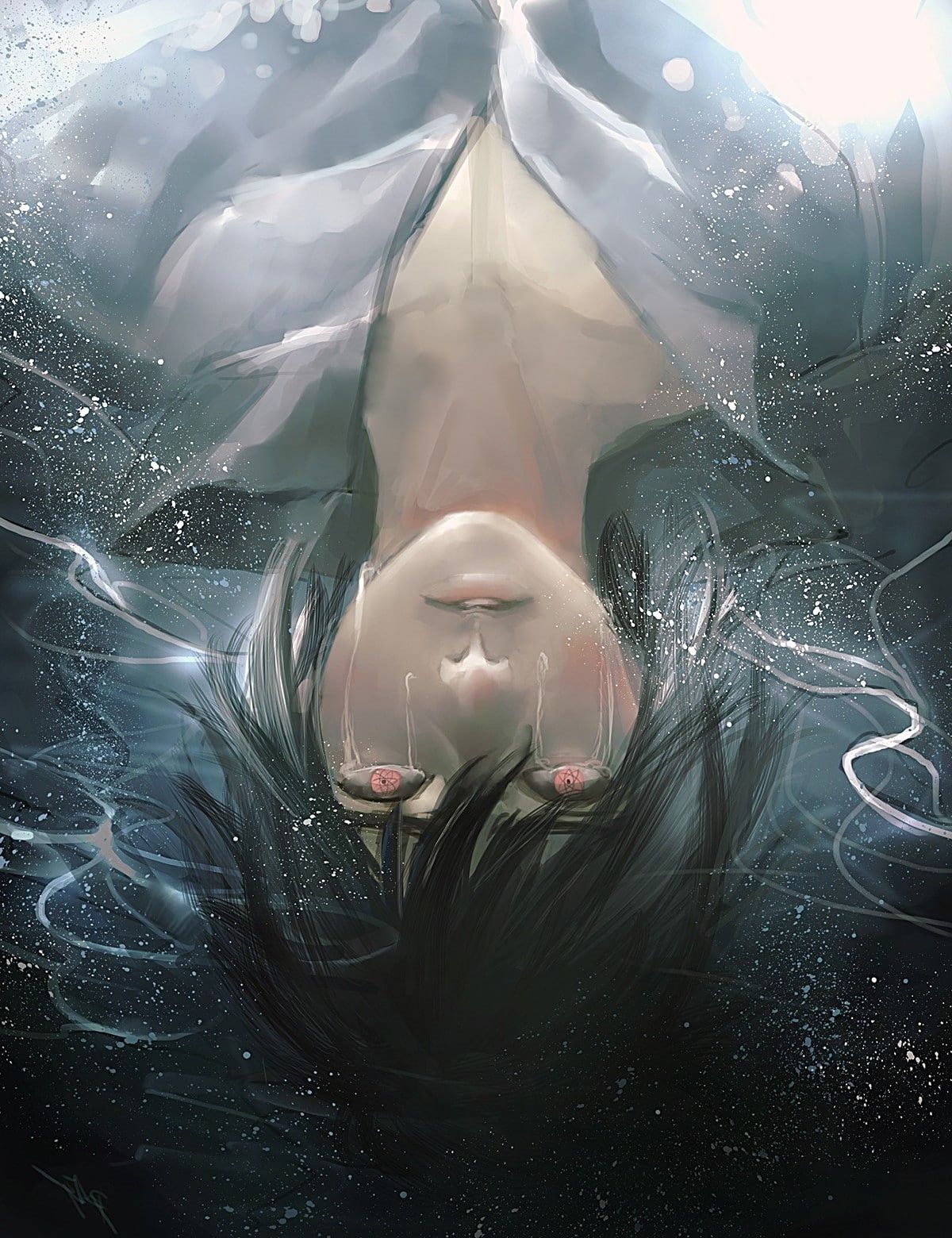 1200x1560 Wallpaper / hairstyle, headshot, digital composite, water, indoors, adult, relaxation, portrait, females, one person, anime, nature, Eternal Mangekyou Sharingan, Uchiha Sasuke free download