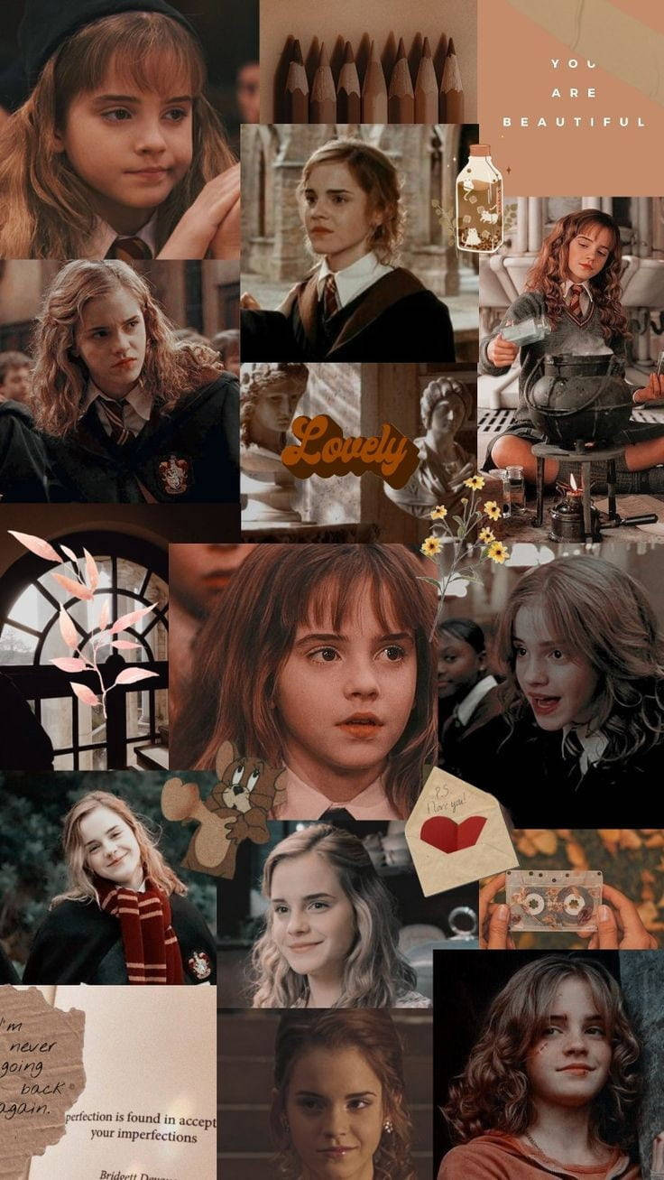 736x1307 Download Cute Harry Potter Hermione Granger Collage Wallpaper