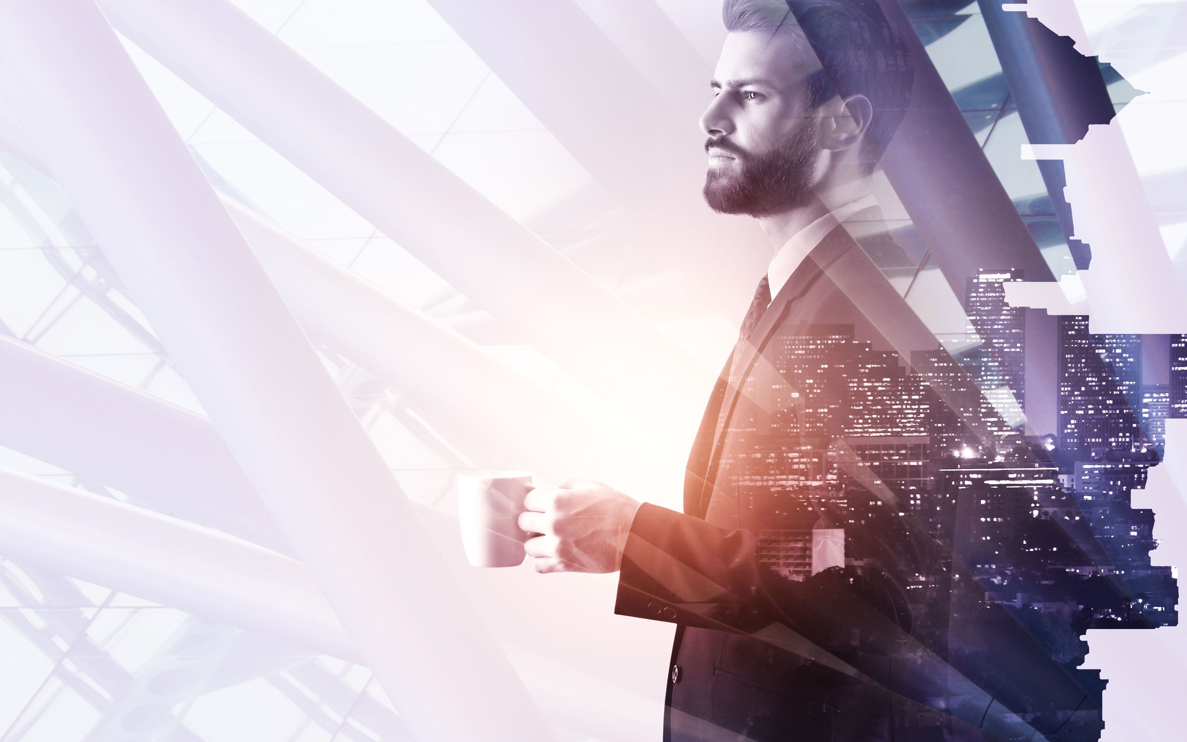 3840x2400 Download wallpaper businessman, creative, business lunch, business concepts, artwork, businessman with cup for desktop with resolution 3840x2400. High Quality HD picture wallpaper