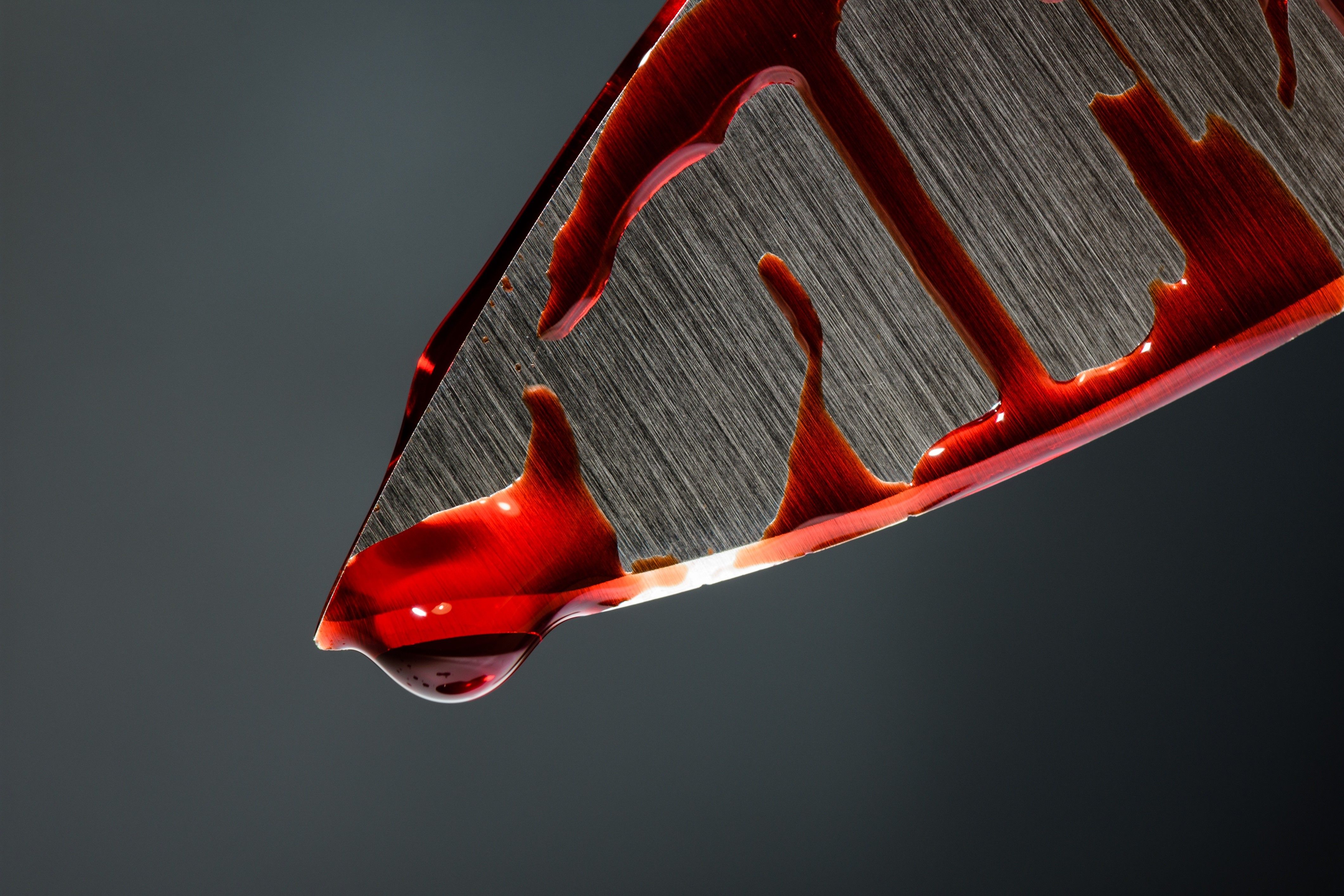 4242x2828 4K, Knife, Macro, Closeup, Blood, Gray background Gallery HD Wallpaper