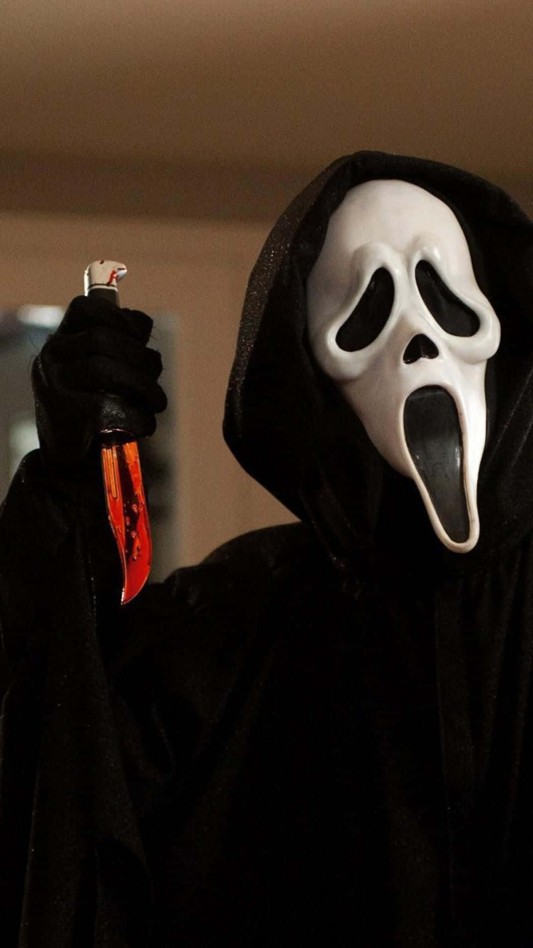 1080x1920 Download Scream Ghostface Wielding Bloody Knife Wallpaper