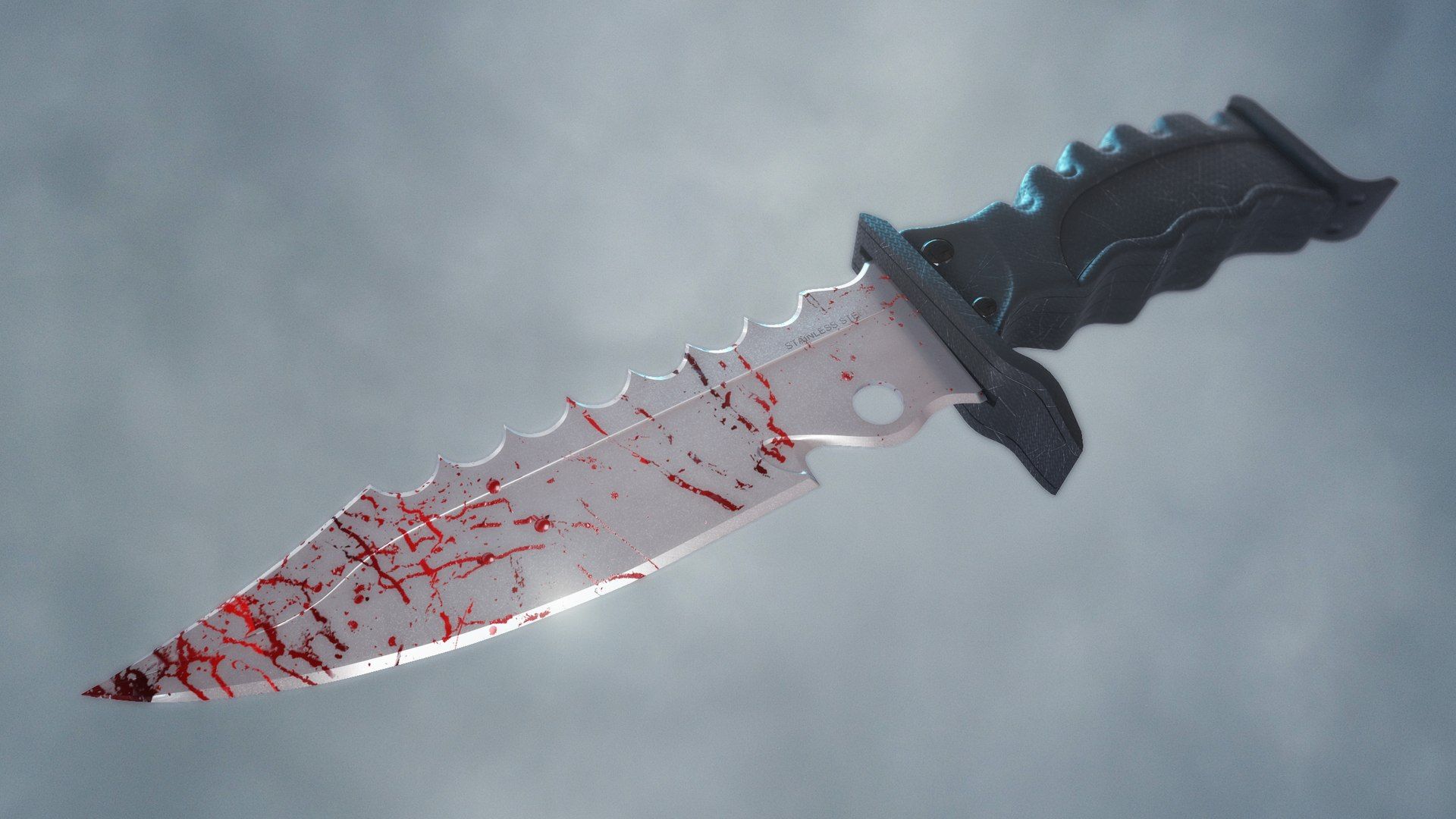 1920x1080 bloody knife 3D model