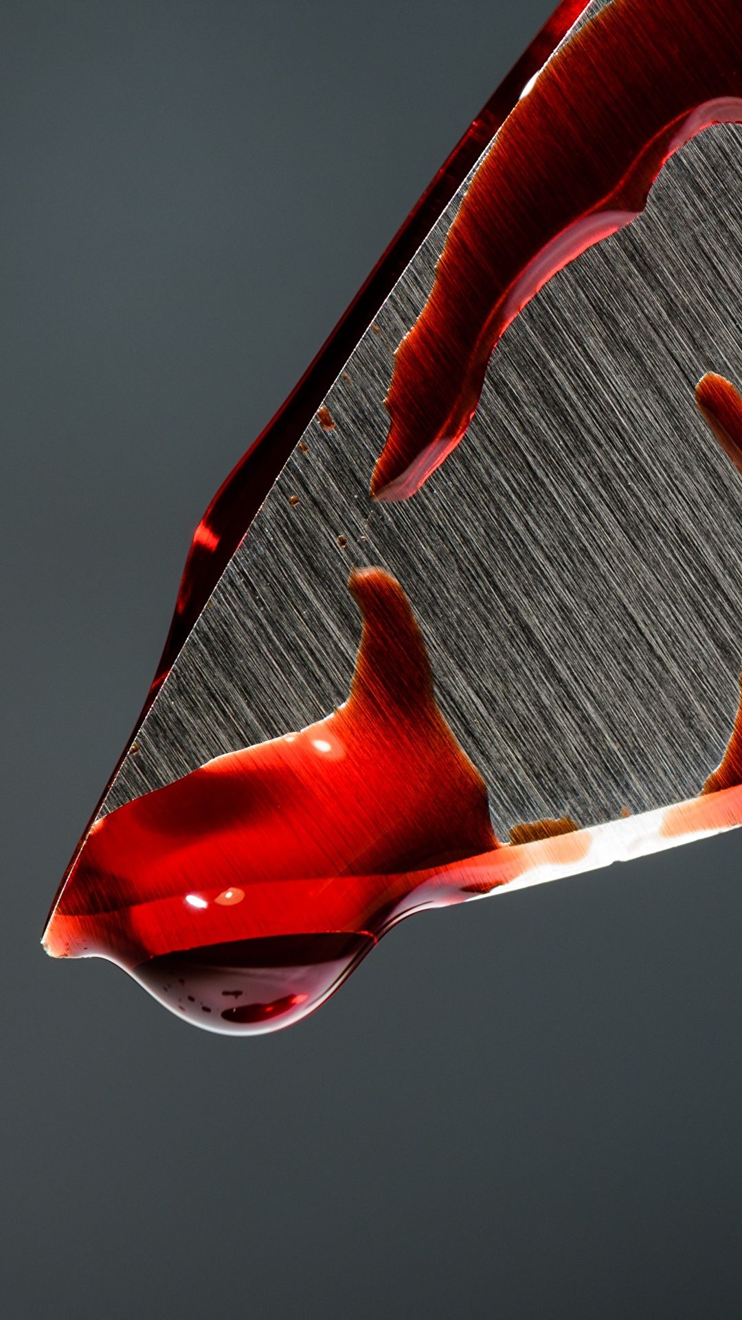 1080x1920 Photos Blood Knife Macro Closeup Gray background 1080x1920