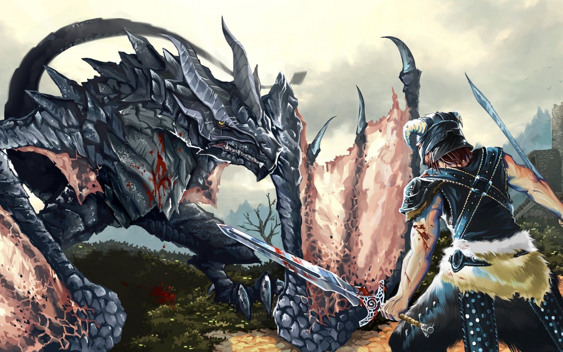 1920x1200 Dragons The Elder Scrolls V Skyrim Dovahkiin HD wallpaper