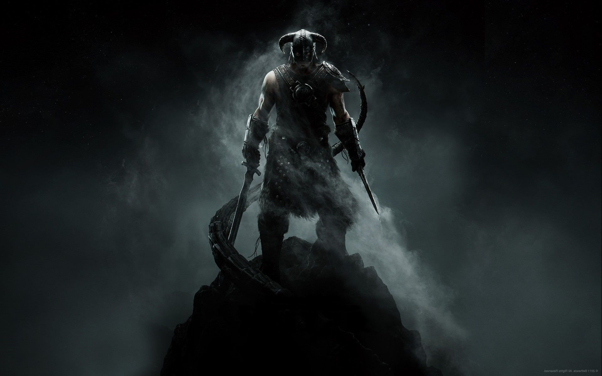 1920x1200 Wallpaper / night, young adult, full length, smoke structure, black background, sculpture, Dovahkiin, dragon, studio shot, human representation, Dark, representation free download