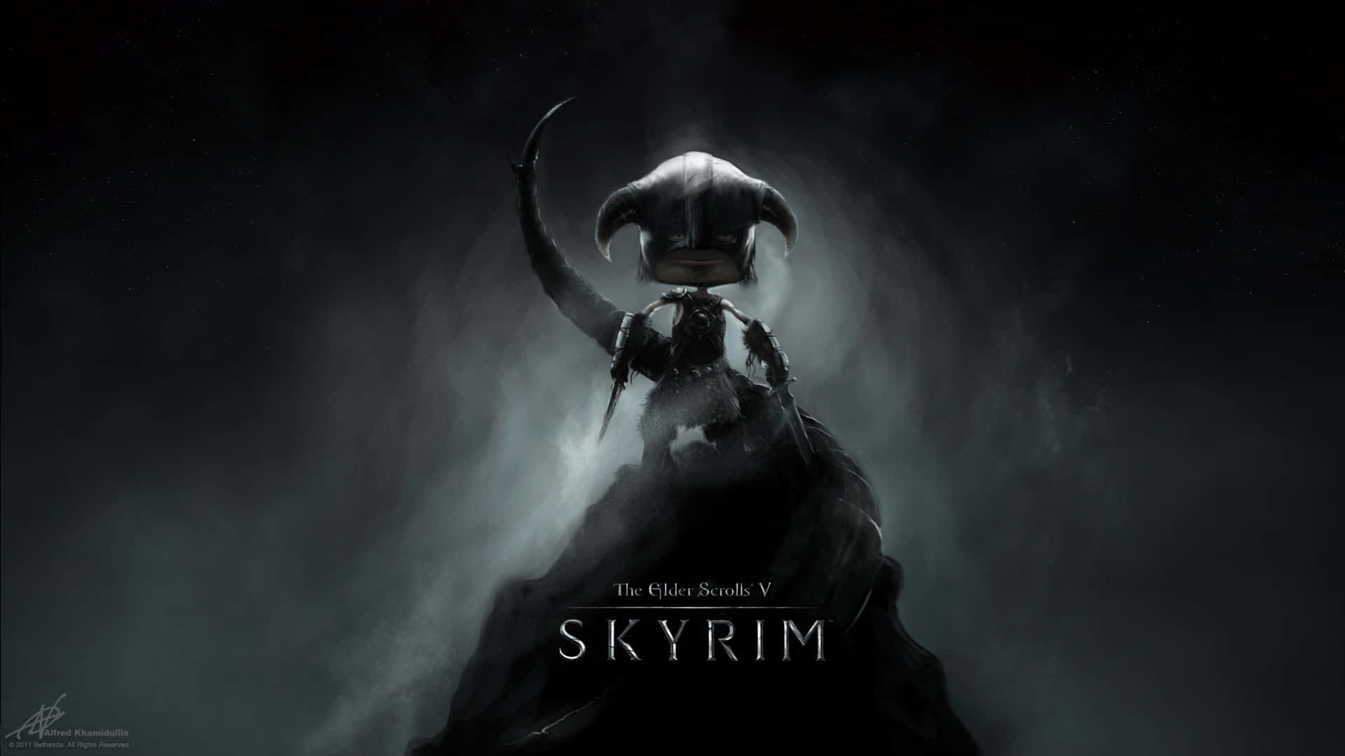 1920x1080 Download The Dovahkiin, Wielder of the Dragon Shouts, Ready for Battle in Skyrim Wallpaper
