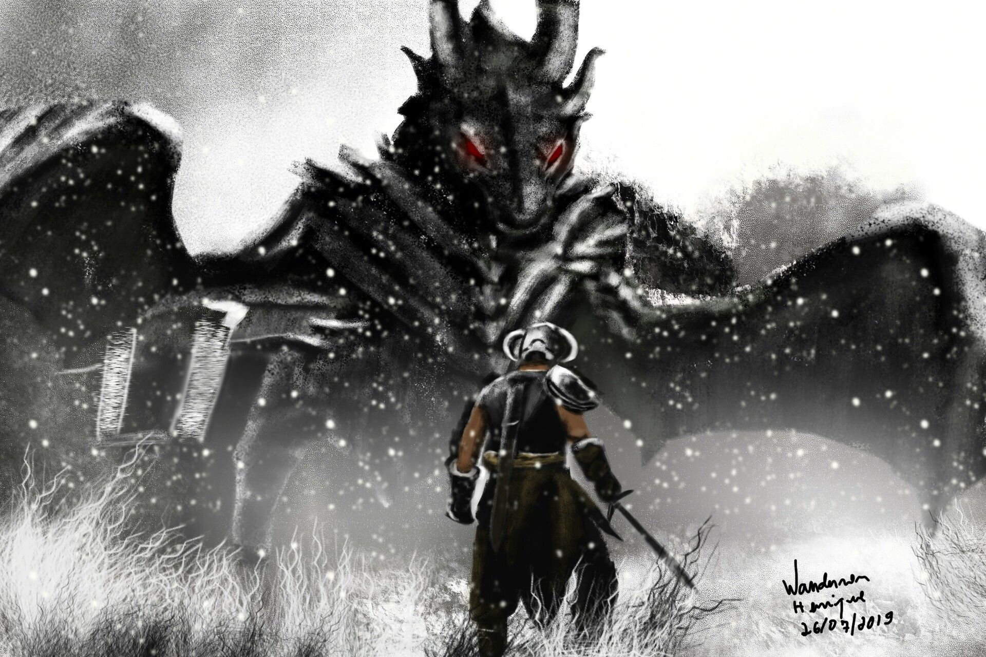 1920x1280 Dovahkiin vs Alduin