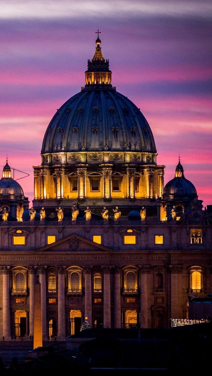 720x1280 Download wallpaper 720x1280 rome, italy, vatican, st peters basilica, vatican city, st peters cathedral, architecture, city, night, sky, sunset samsung galaxy mini s s neo, alpha, sony xperia compact z z z