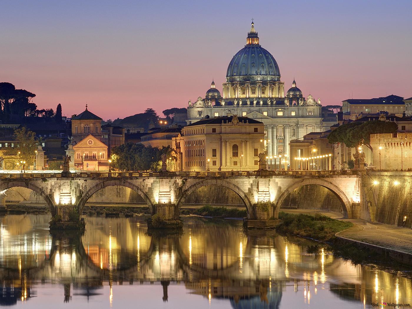 1400x1050 Ponte Sant'Angelo over Tiber river in Rome, Italy HD wallpaper download