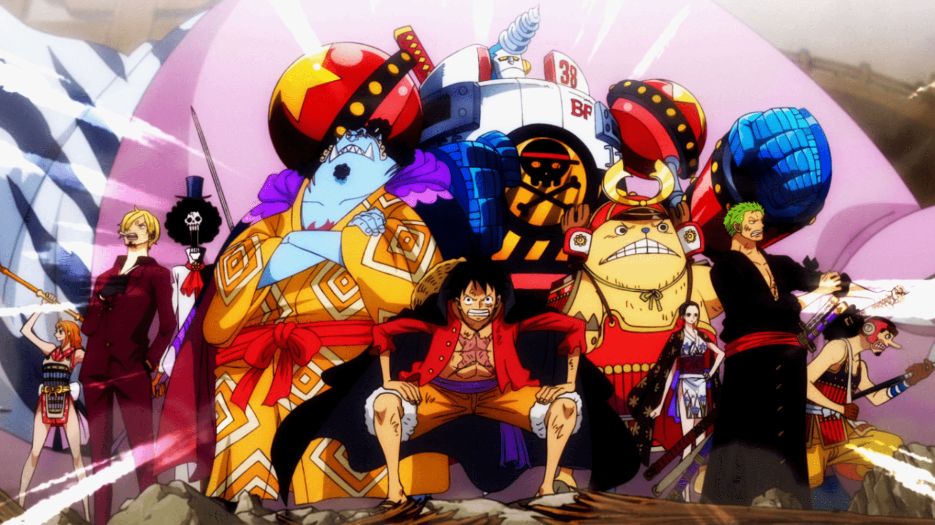 1920x1080 One Piece Monkey D Luffy Roronoa Zoro Sanji Nami Brook Ussop Franky Tony Tony Chopper Nico Robin Jin Wallpaper:1920x1080