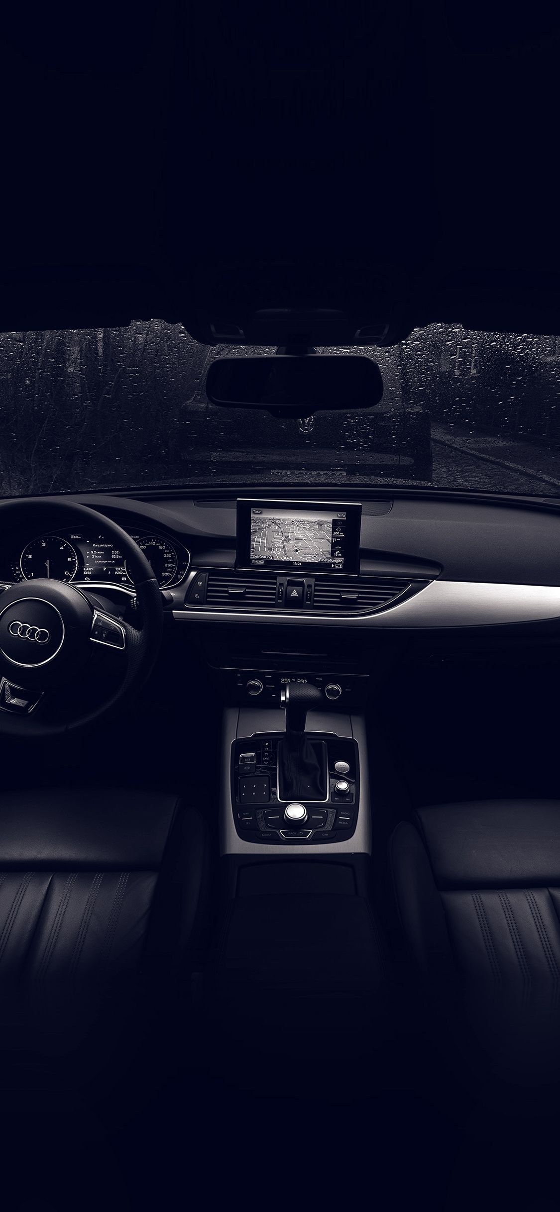 1125x2436 iPhone X wallpaper. audi car interior dark blue