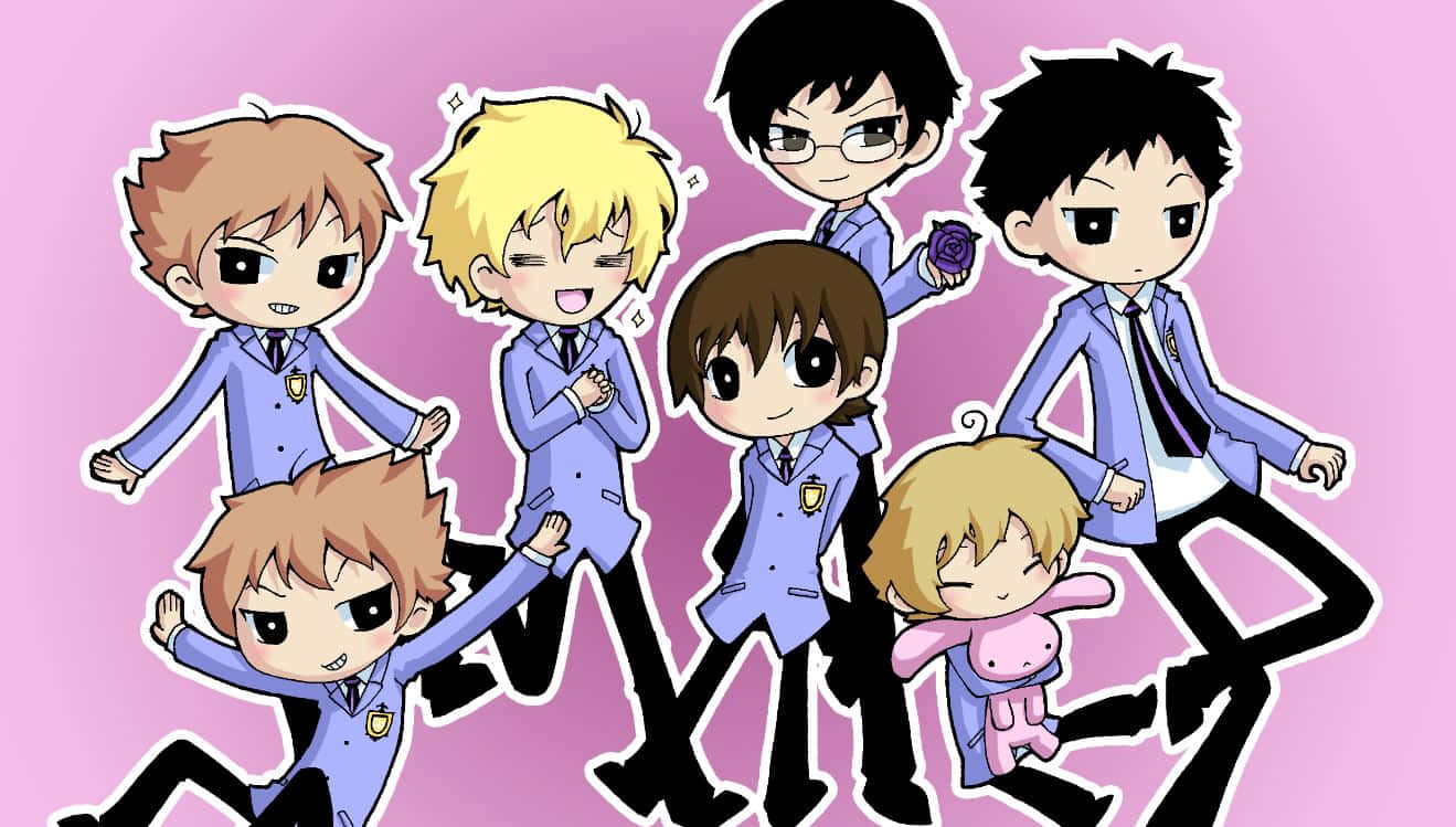 1319x749 Download Ouran High School Host Club main characters in a group pose Wallpaper