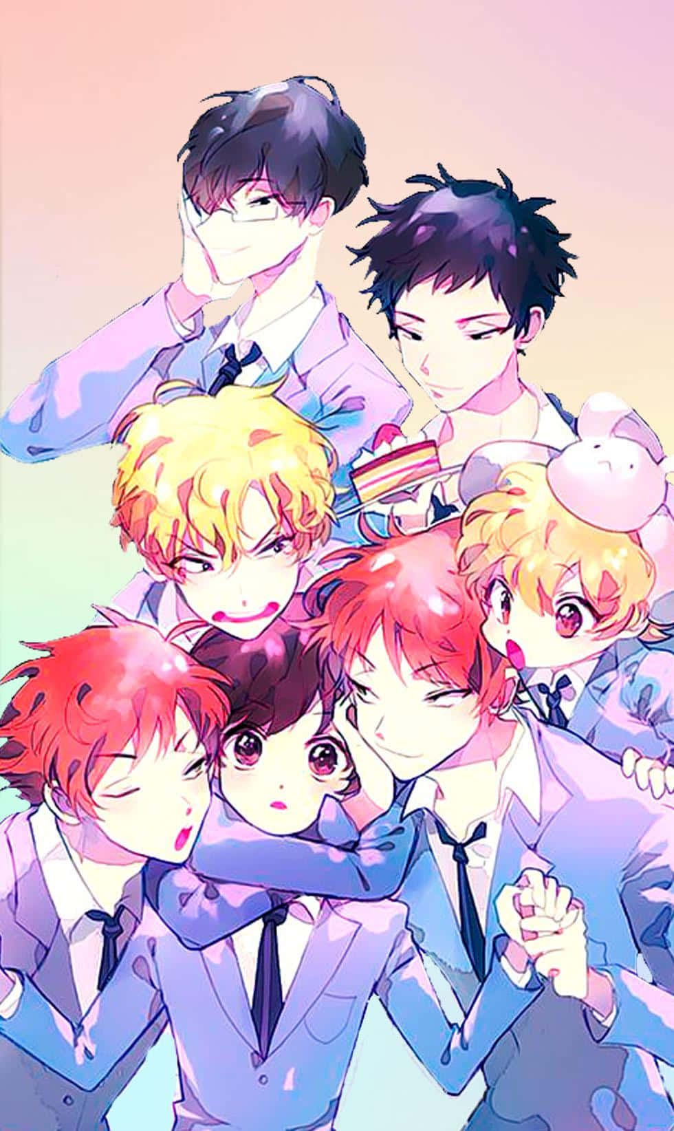 980x1644 Download Ouran High School Host Club Main Characters in a Group Pose Wallpaper
