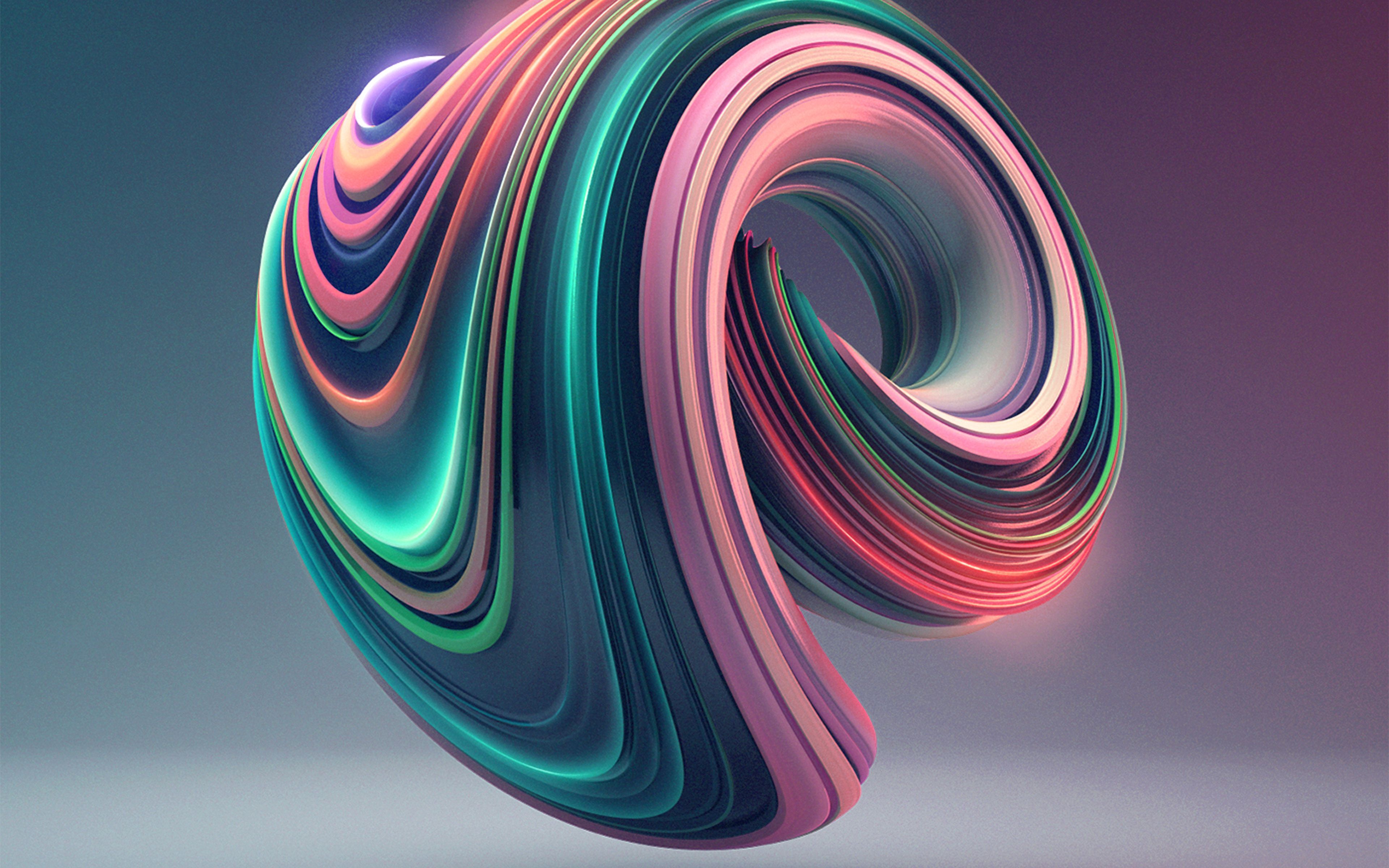 3840x2400 wallpaper for desktop, laptop. digital art color circle illustration art 3D green