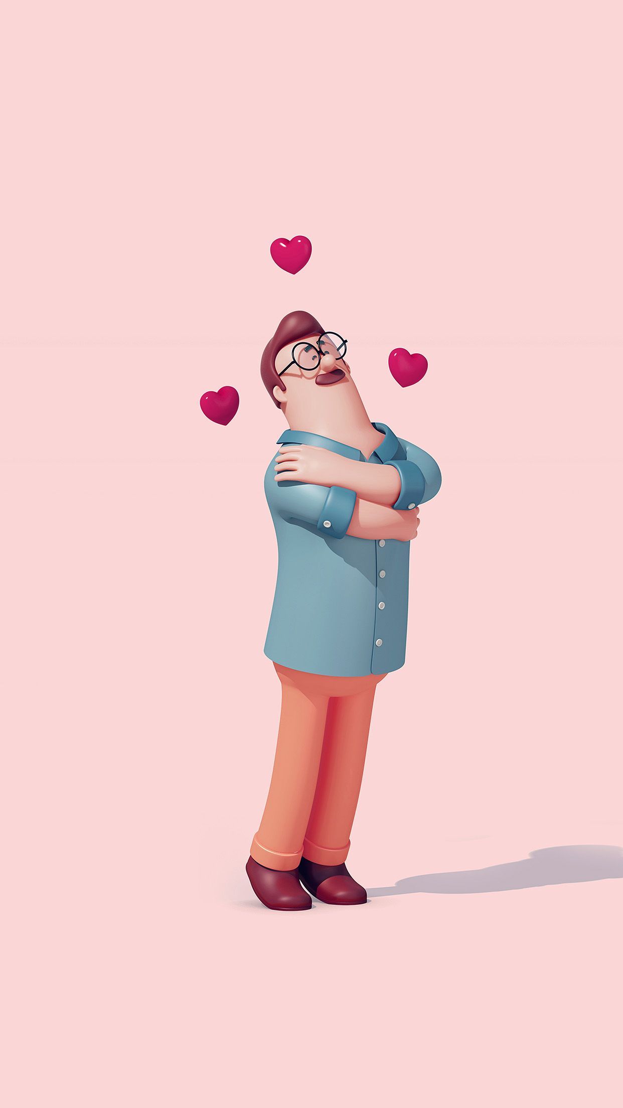 1242x2208 Love Boy 3D Illustration Art Pink Wallpaper