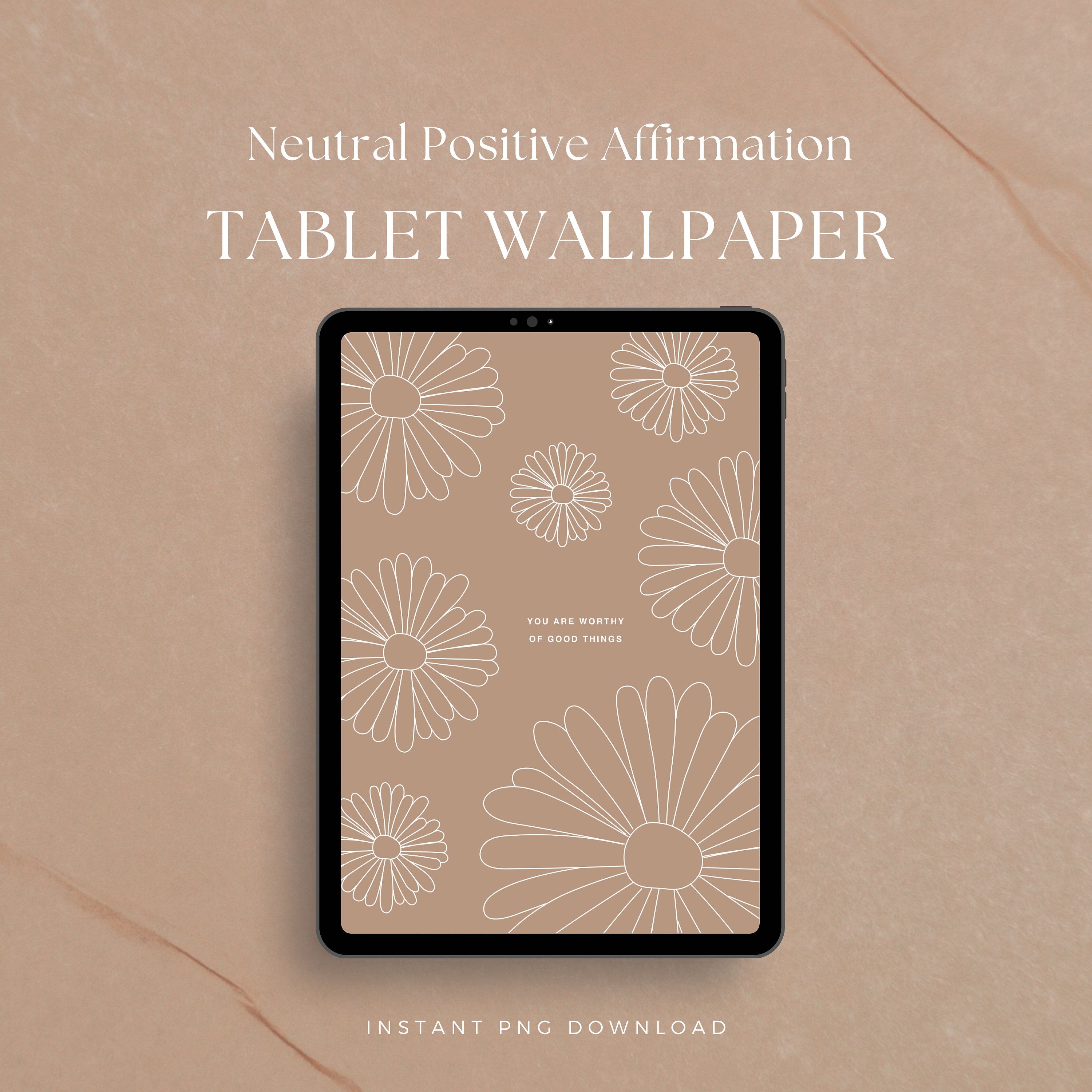 3000x3000 Neutral Beige Daisy Tablet Wallpaper Minimalist Beige iPad