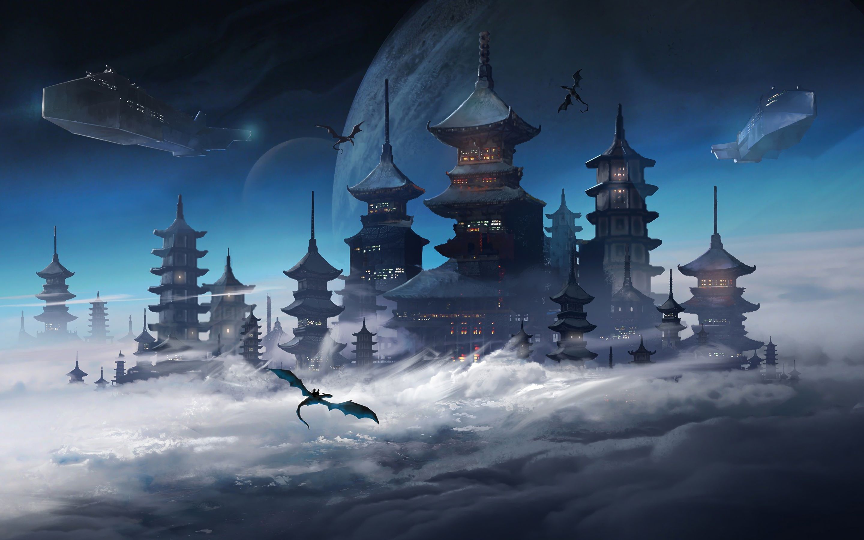 2880x1800 Wallpaper 4k Japanese Castle Fantasy Sci Fi Wallpaper