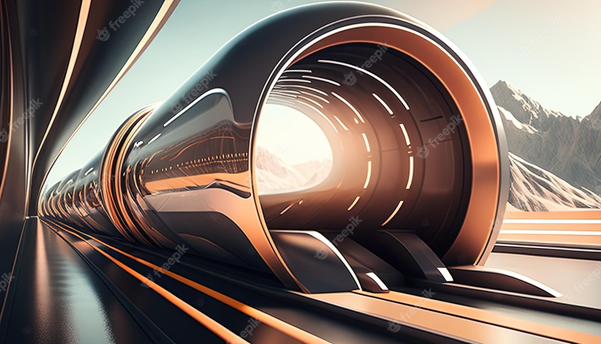 2000x1143 Premium Photo. Hyperloop futuristic background digital art illustration generative ai