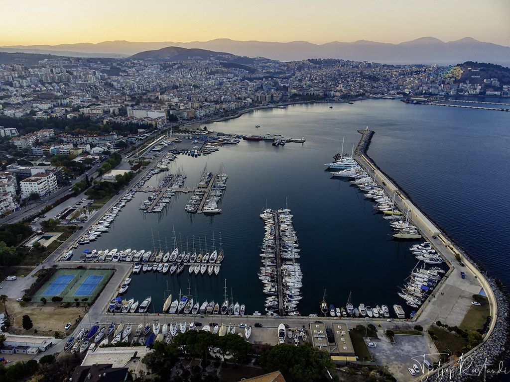 1024x768 Kusadasi port aerial view. The name Kuşadası comes from the
