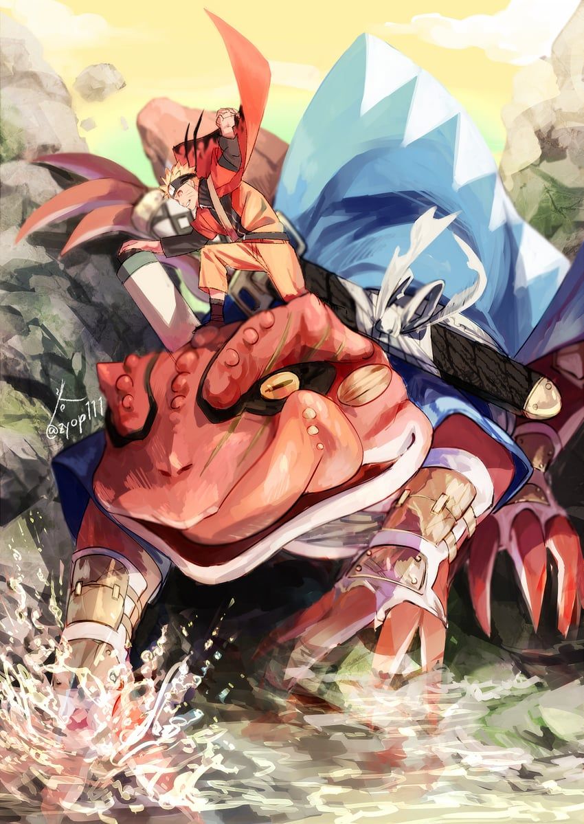 850x1199 uzumaki naruto and gamakichi (naruto and 1 more) drawn