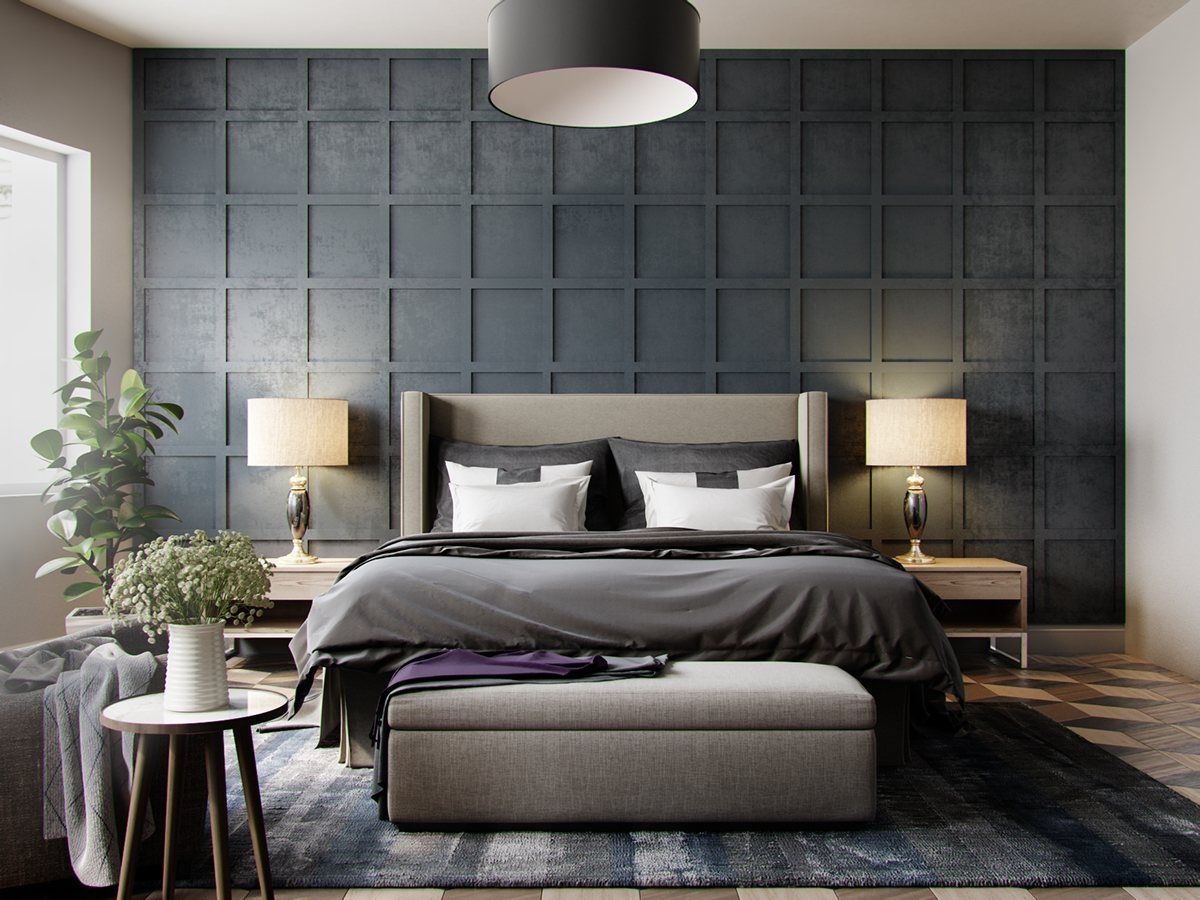 1200x900 grey wallpaper bedroom textured in squares chequered