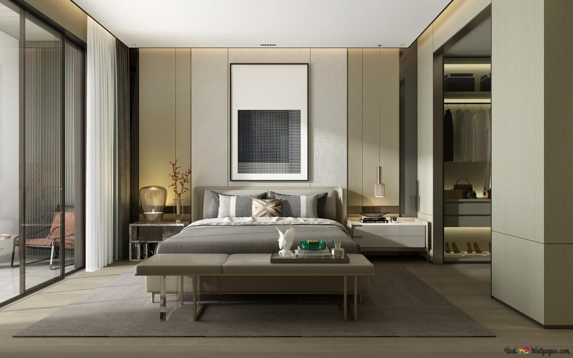 1152x720 Modern bedroom 2K wallpaper download