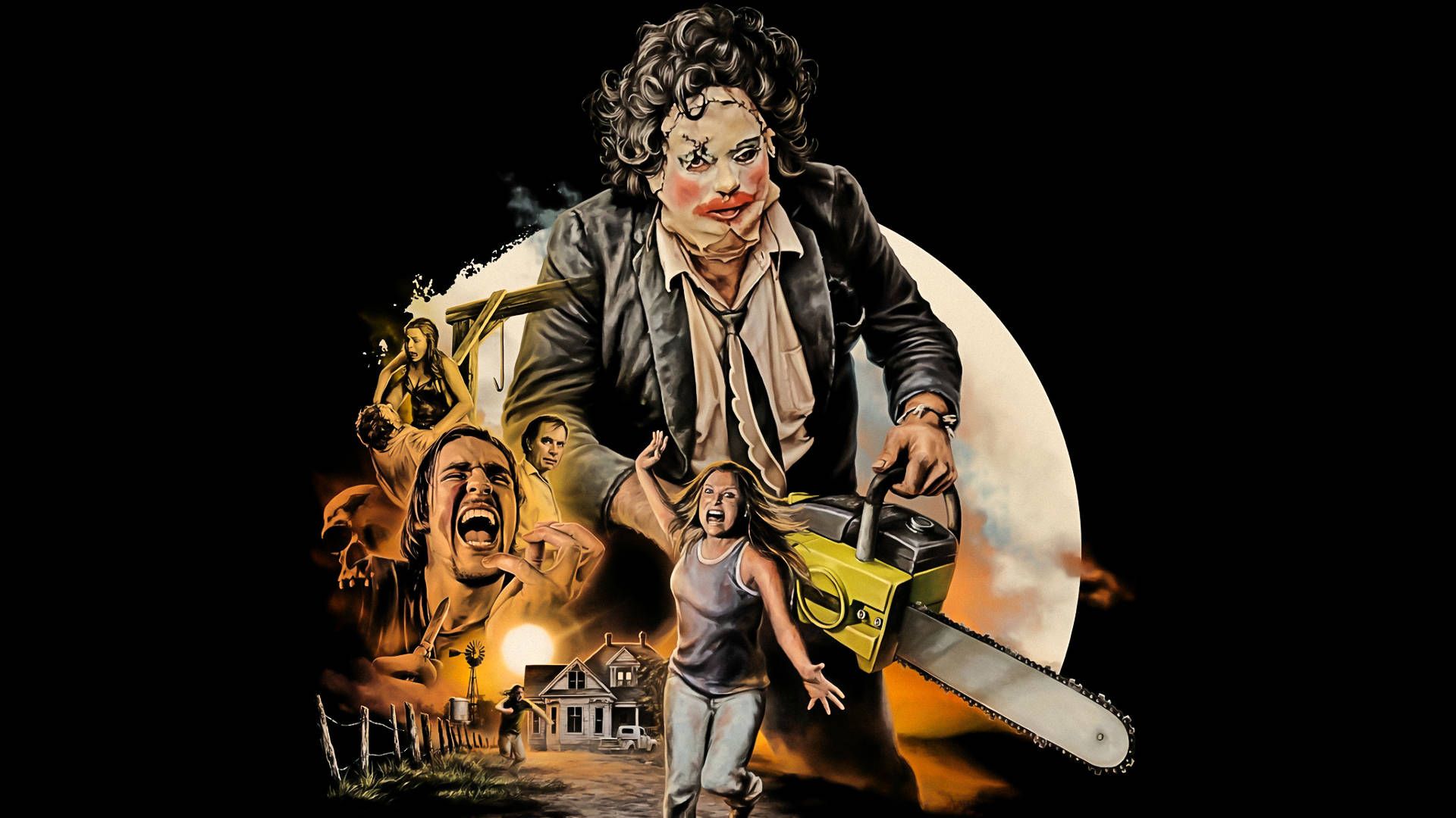 1920x1080 Download Leatherface Chasing Victims Texas Chainsaw Massacre Wallpaper