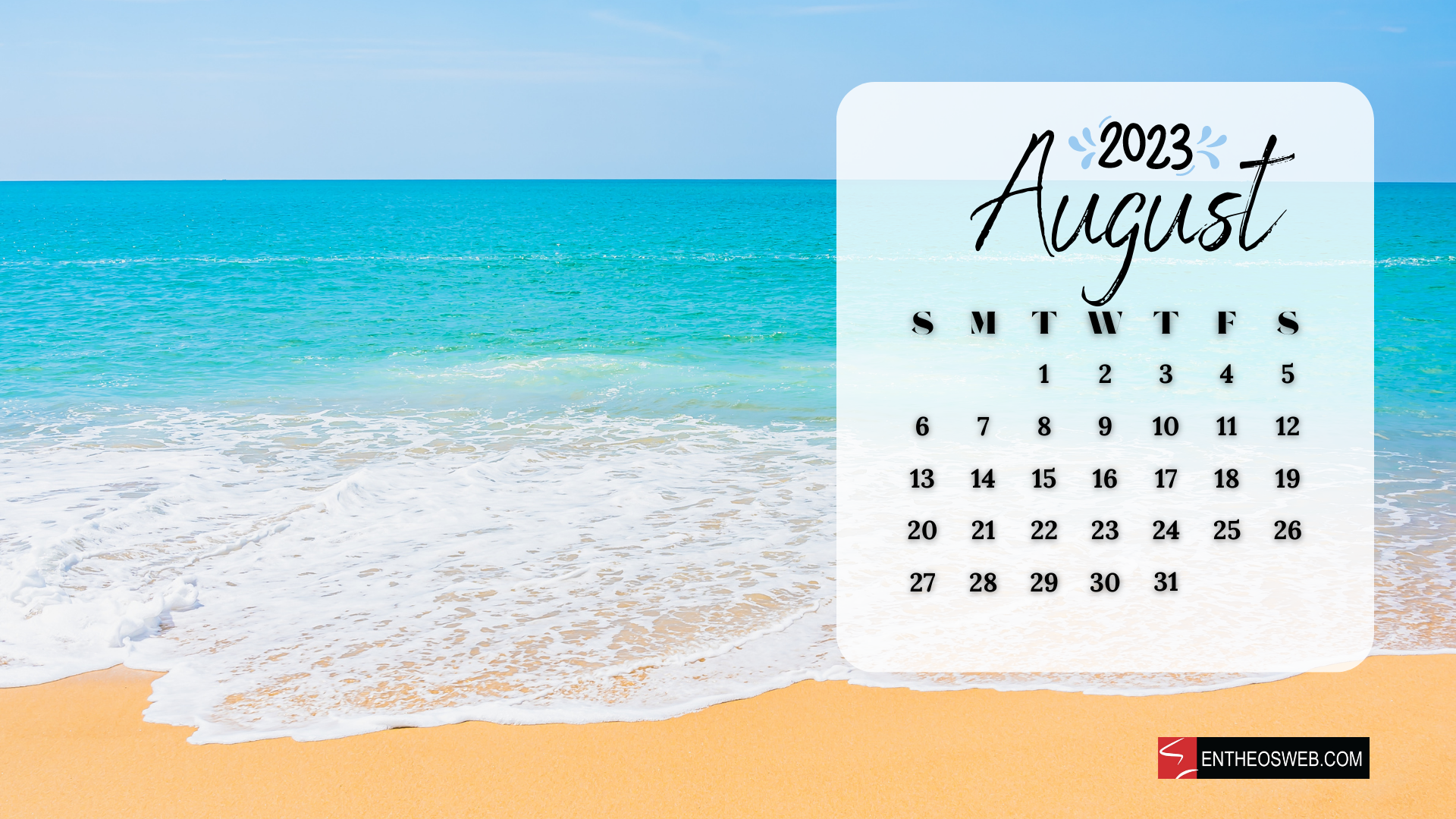 1920x1080 August 2023 Calendar Desktop Wallpaper