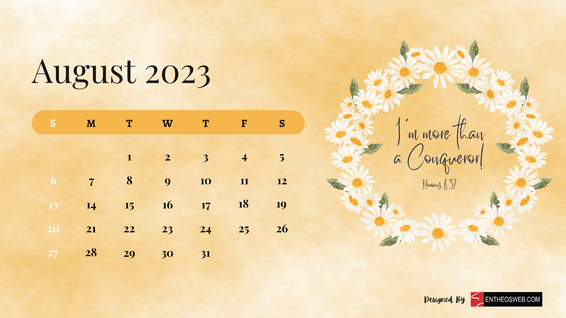 1920x1080 Christian Floral 2023 Calendar Desktop Wallpaper