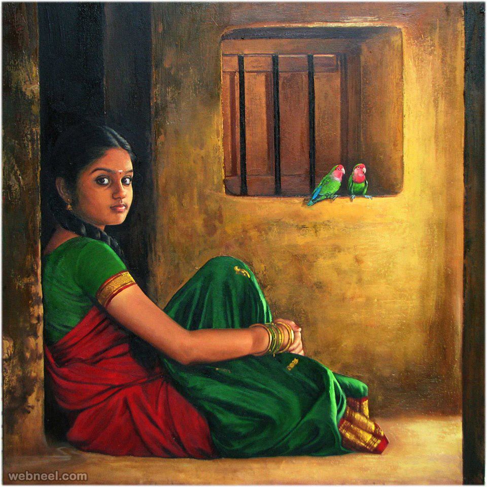 960x960 Oil Painting Women Wallpaper