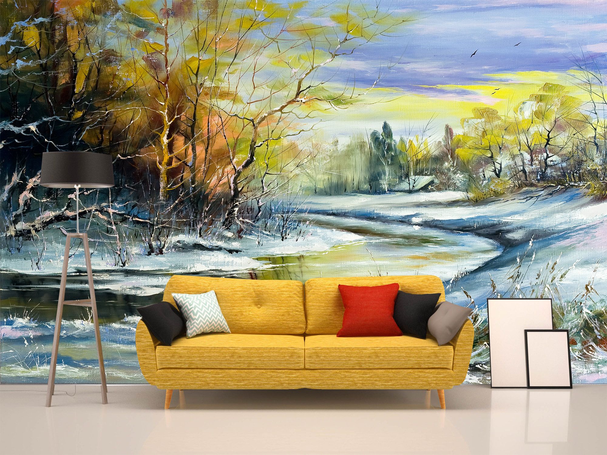 2000x1500 Wallpaper Village Oil Paint Looking Wall Art Wall Mural Fine