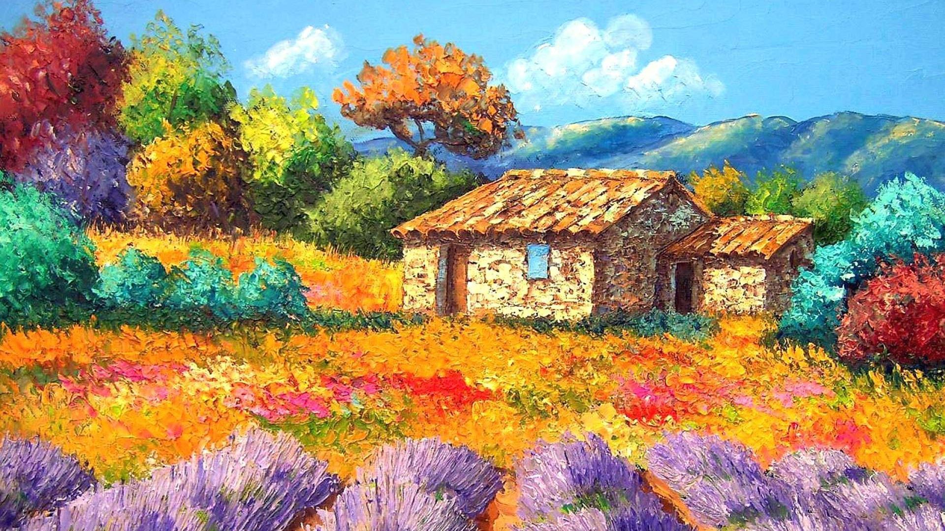 1920x1080 Desktop Wallpaper House Colorful Painting, HD Image, Picture, Background, 90d Mf
