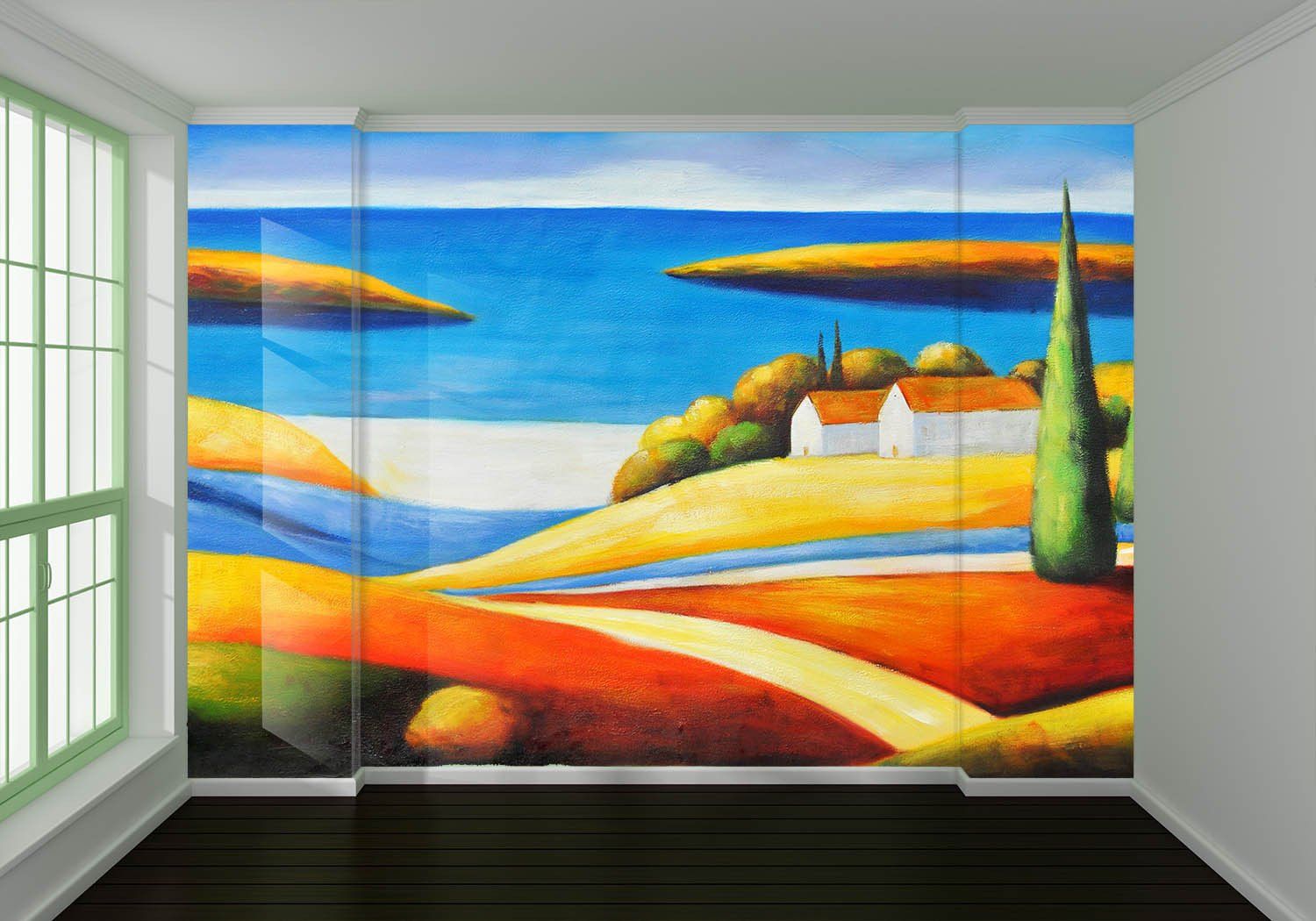 1500x1050 Beach Village Painting