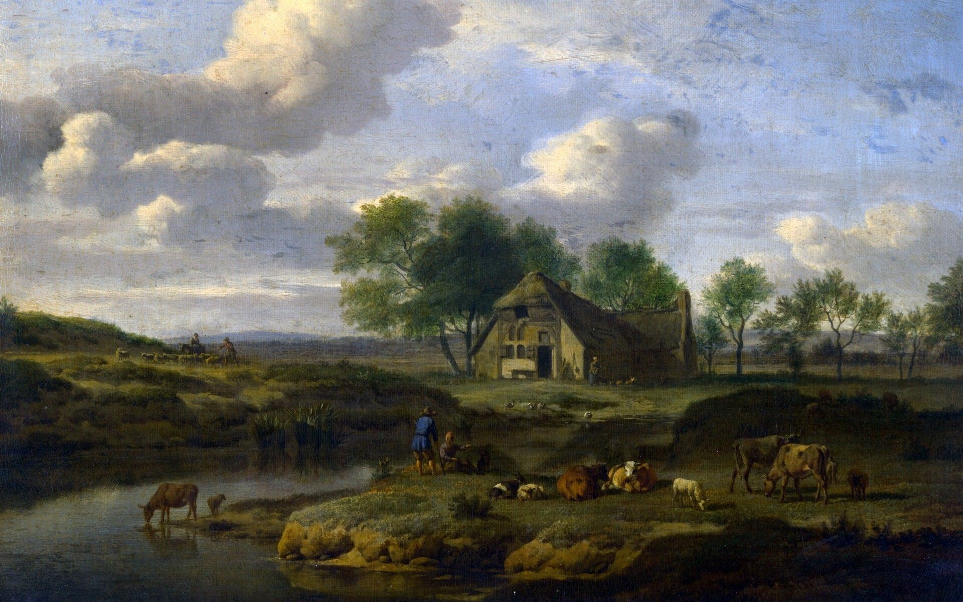 1920x1200 Amazing Village National Gallery of London Paintings Wallpaper