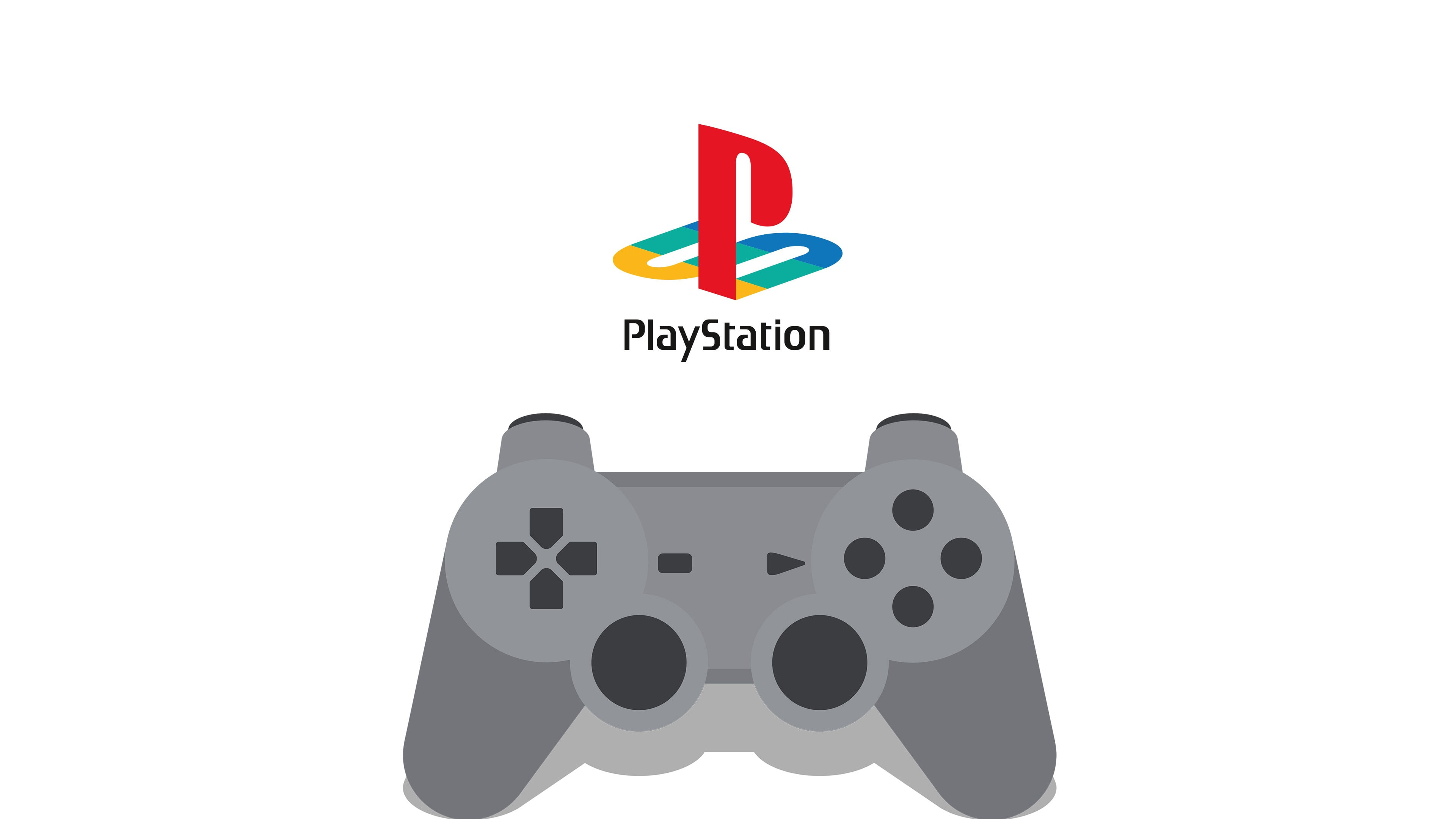 3840x2160 Sony PlayStation logo, logo, PlayStation, trò chơi điện tử, hình nền HD chủ nghĩa tối giản
