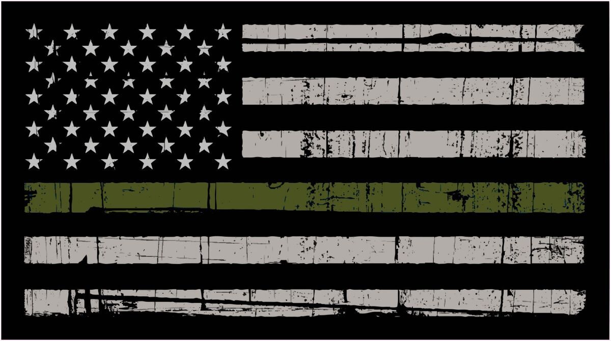 1200x670 Thin Green Line Military American Flag Distressed Vinyl Decal Car Window Sticker