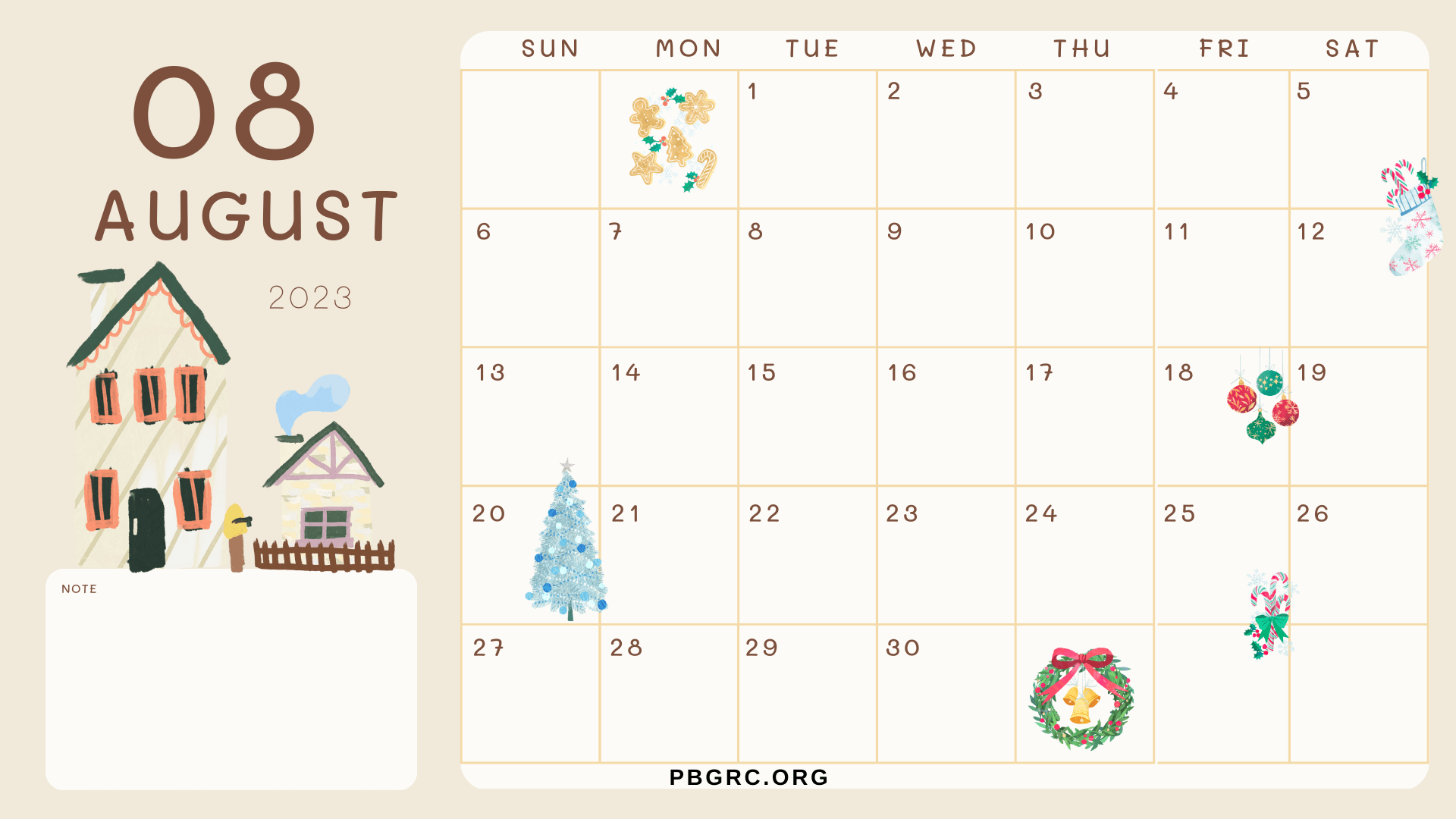 1920x1080 August 2023 Calendar Printable Templates with Holidays