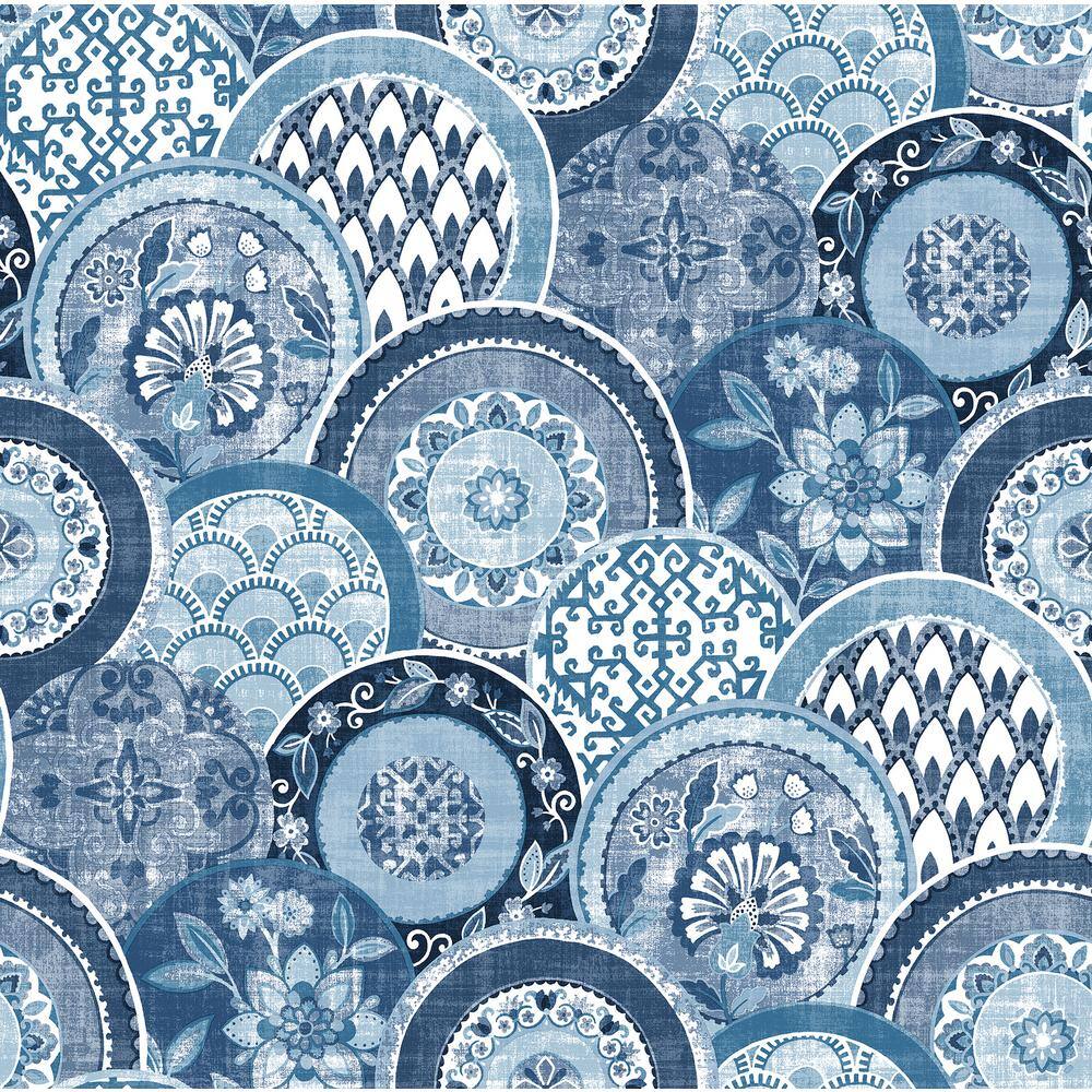 1000x1000 A Street Prints Laguna Blue Plate Paper Strippable Roll Wallpaper (Covers 56.4 Sq. Ft.) 2744 24148 Home Depot