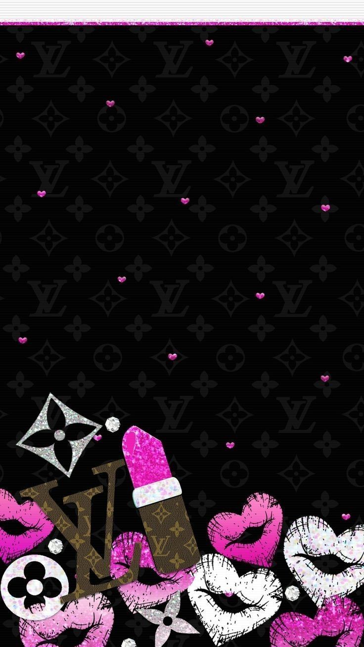 Glitter Louis Vuitton Wallpaper Pink