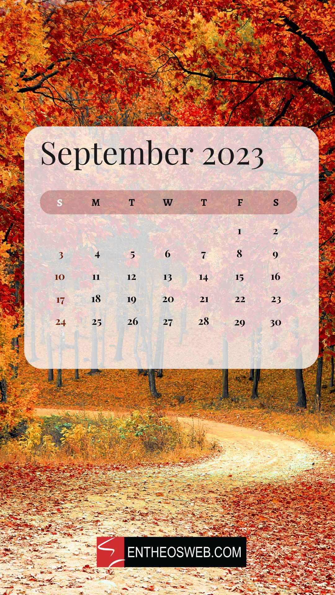 1080x1920 September 2023 Calendar Phone Wallpaper